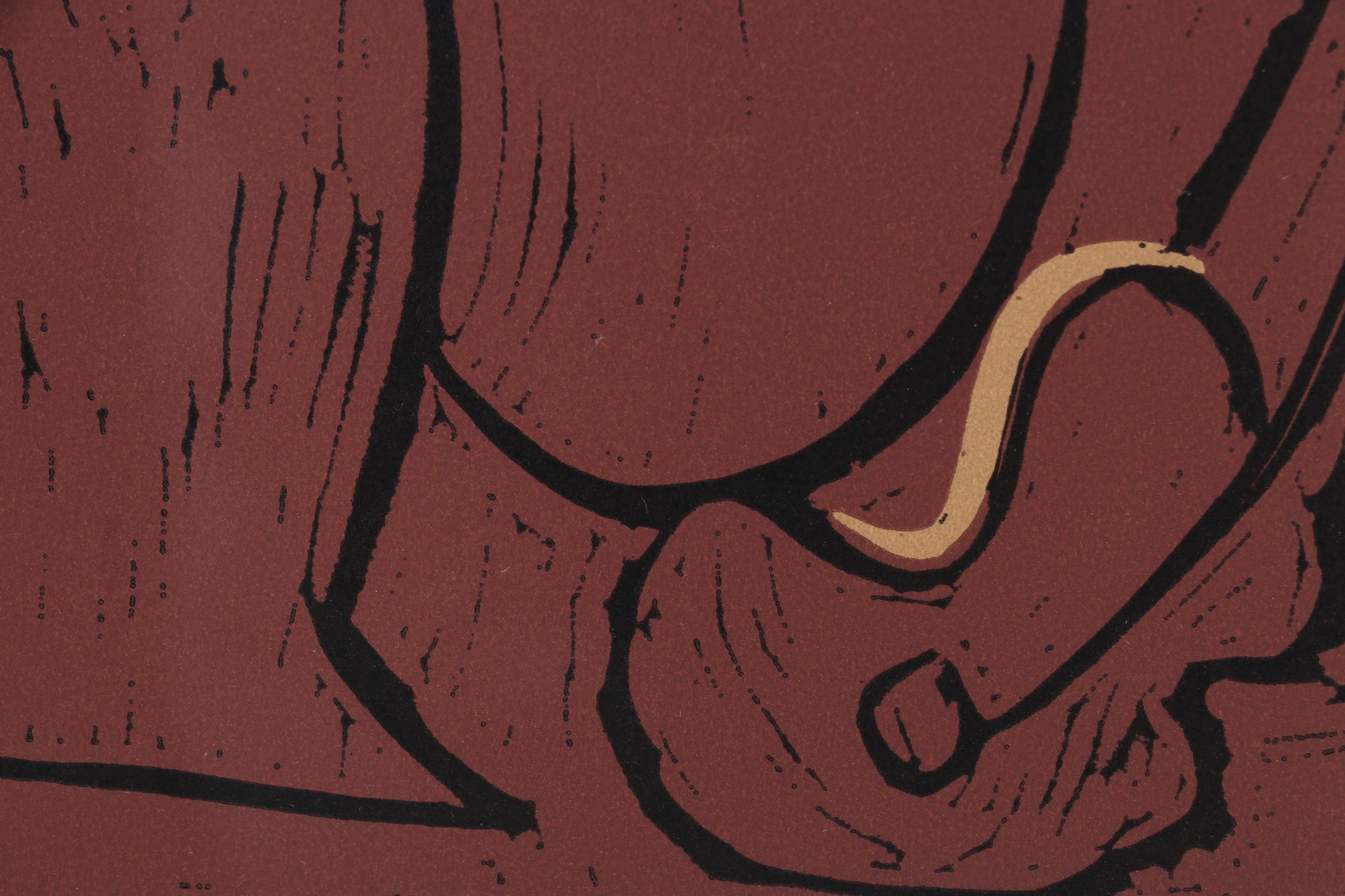 Pablo Picasso Linocut "Reclining Woman and Picador with Guitar," 1962