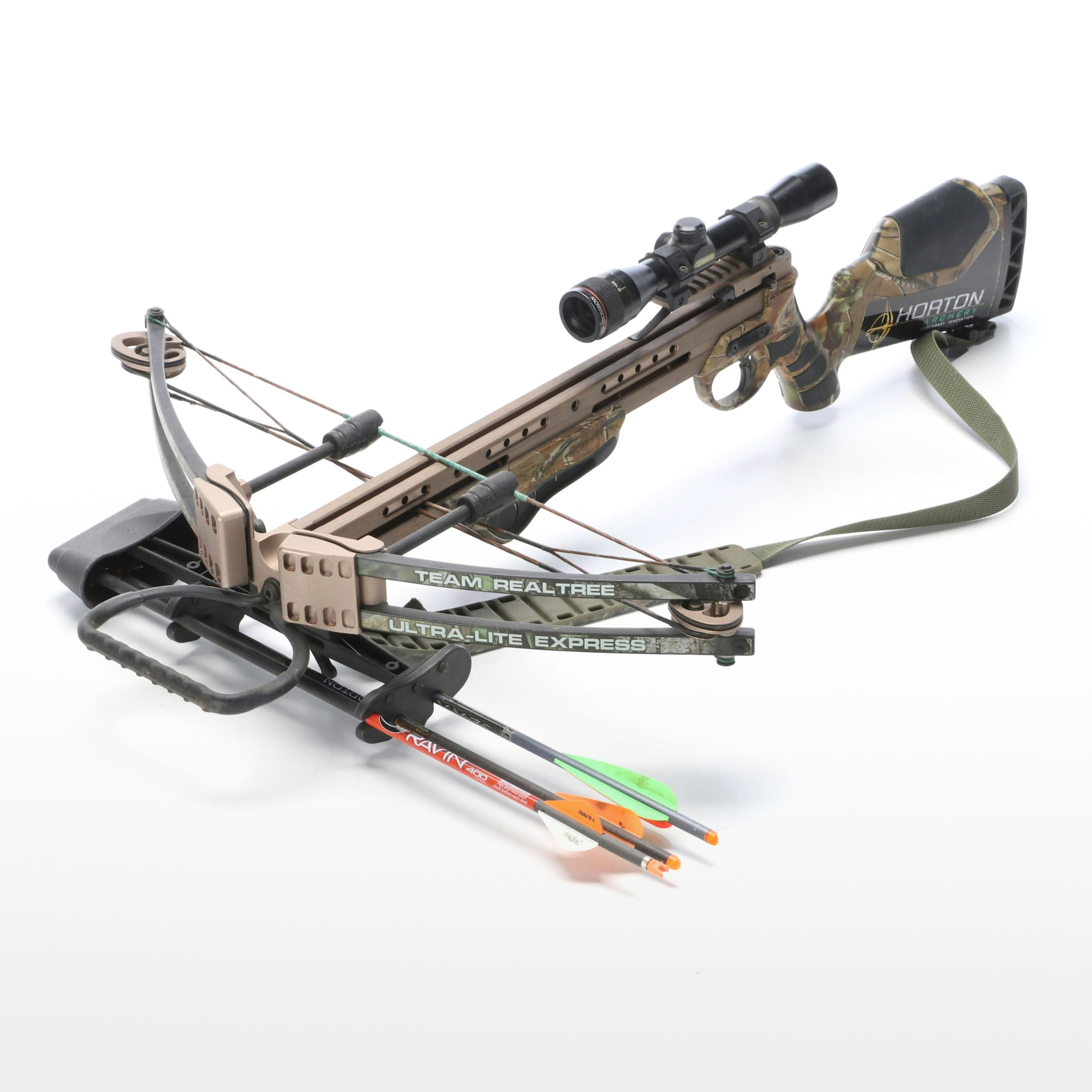 Real Tree Ultra-Lite Express Crossbow, Simmons Scope, Horton Carbon Arrows, More