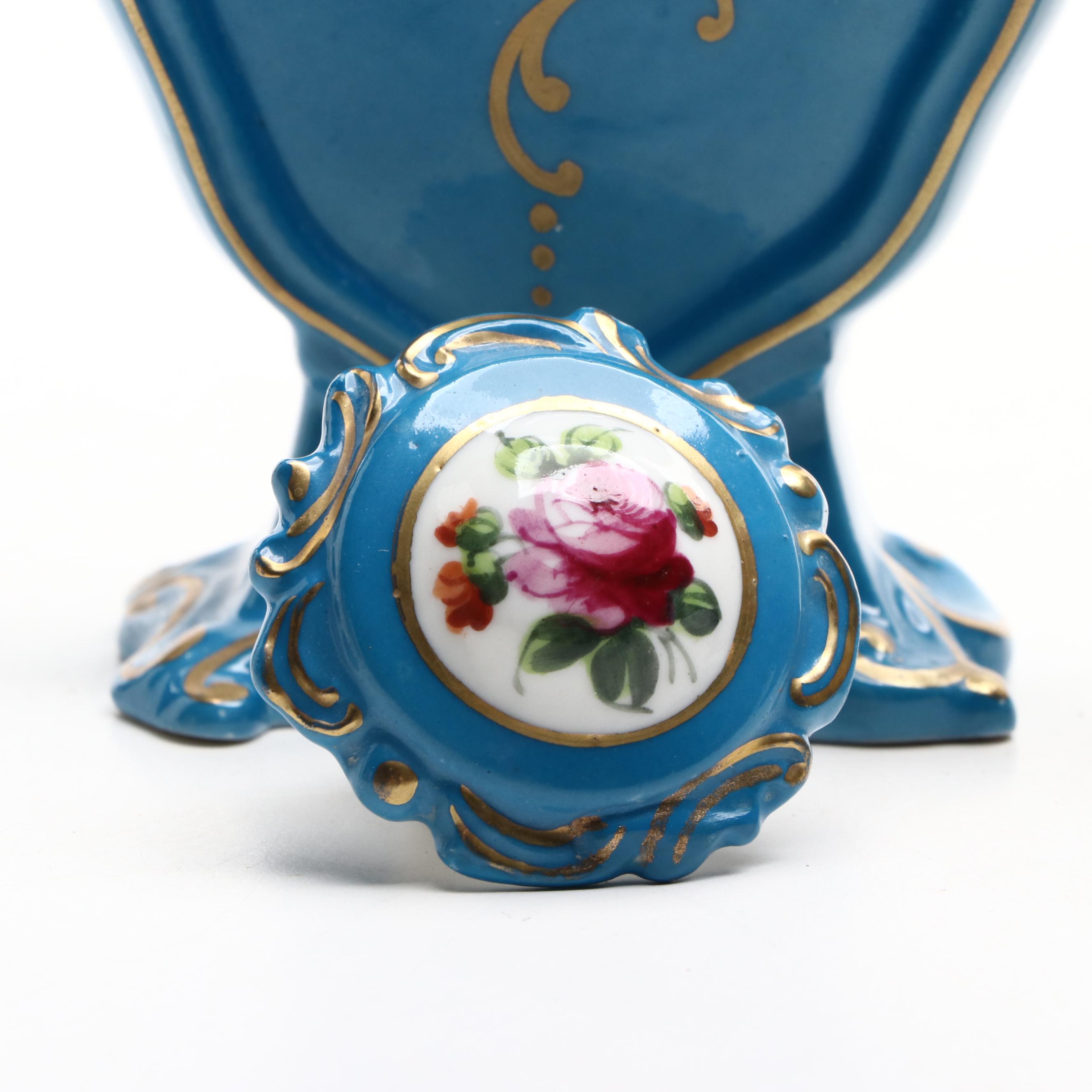 Sèvres Style Porcelain Bleu Céleste Perfume Bottle and Other Figurine