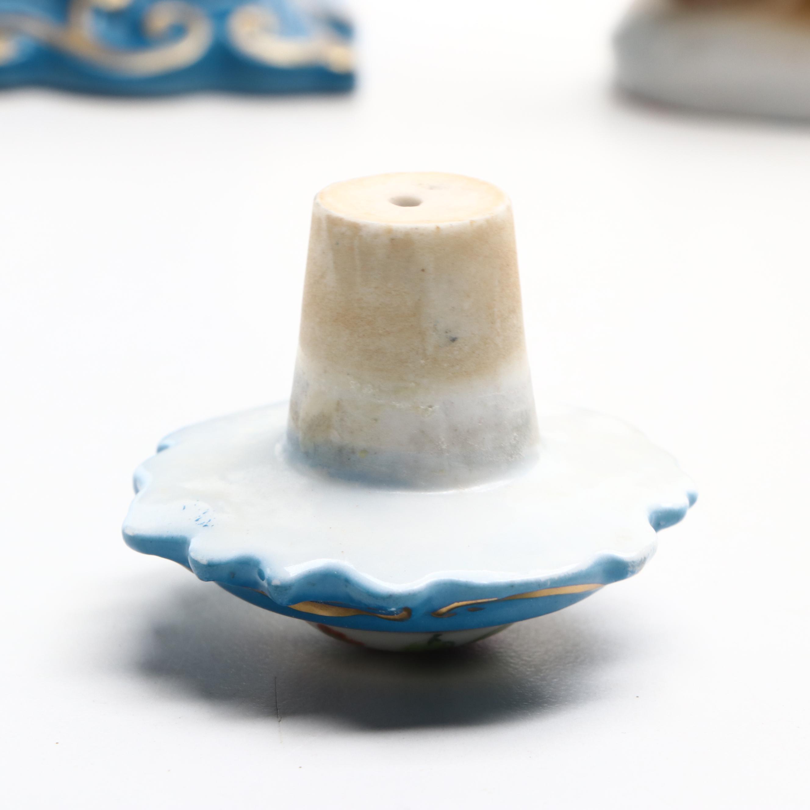 Sèvres Style Porcelain Bleu Céleste Perfume Bottle and Other Figurine