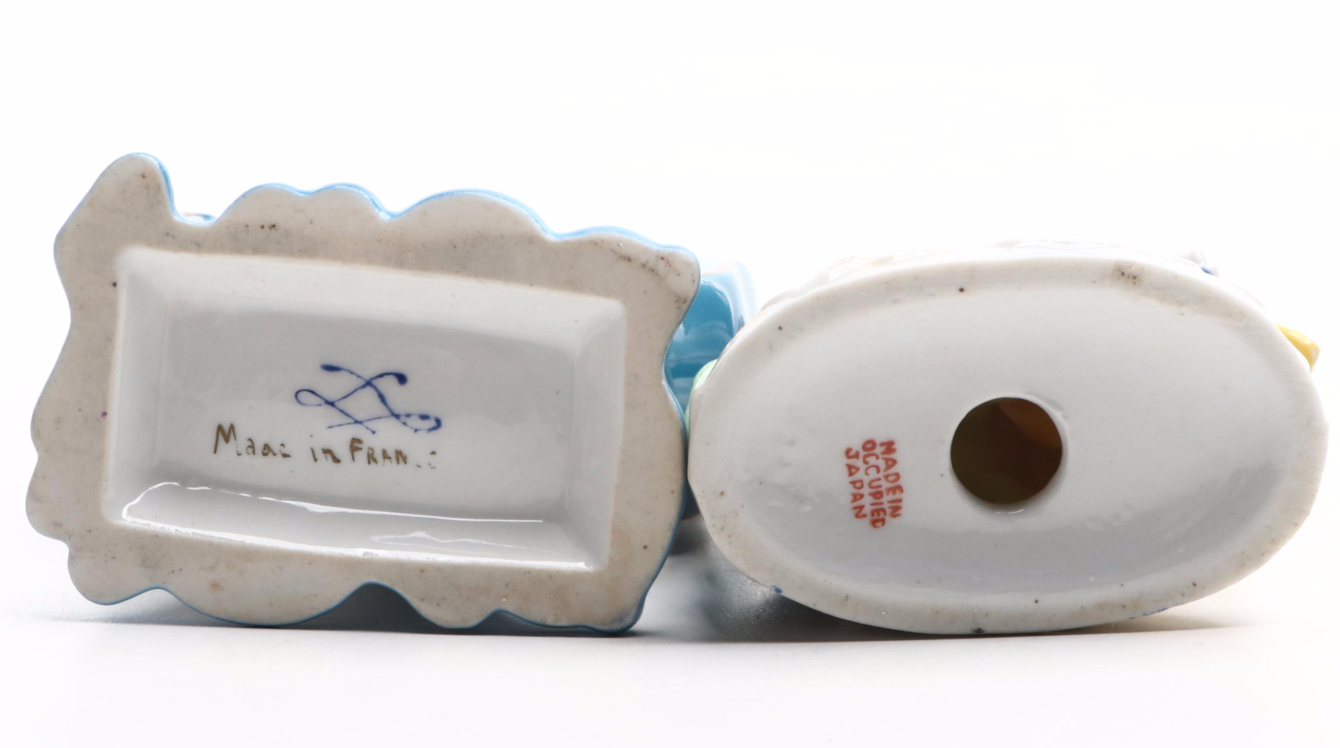 Sèvres Style Porcelain Bleu Céleste Perfume Bottle and Other Figurine