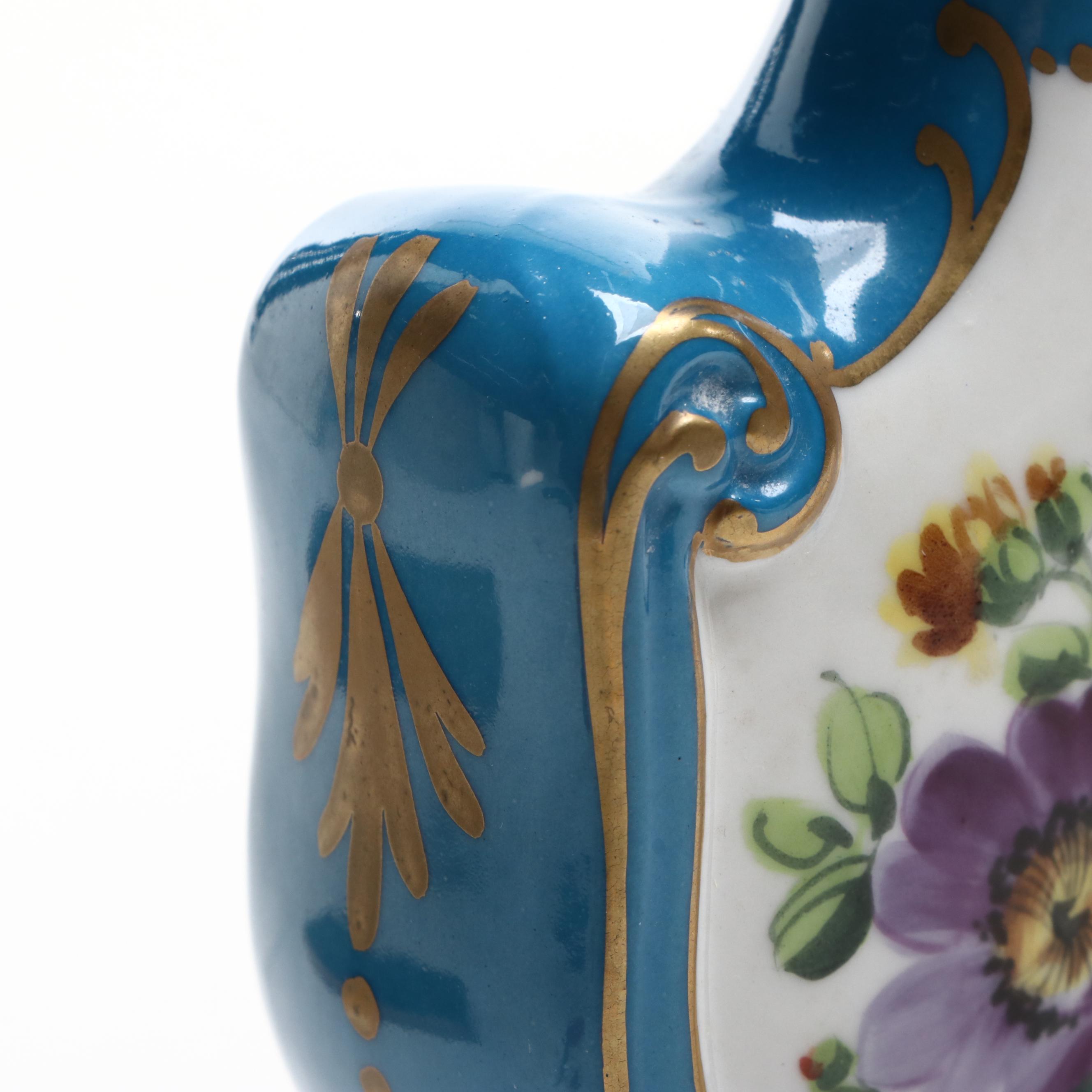 Sèvres Style Porcelain Bleu Céleste Perfume Bottle and Other Figurine