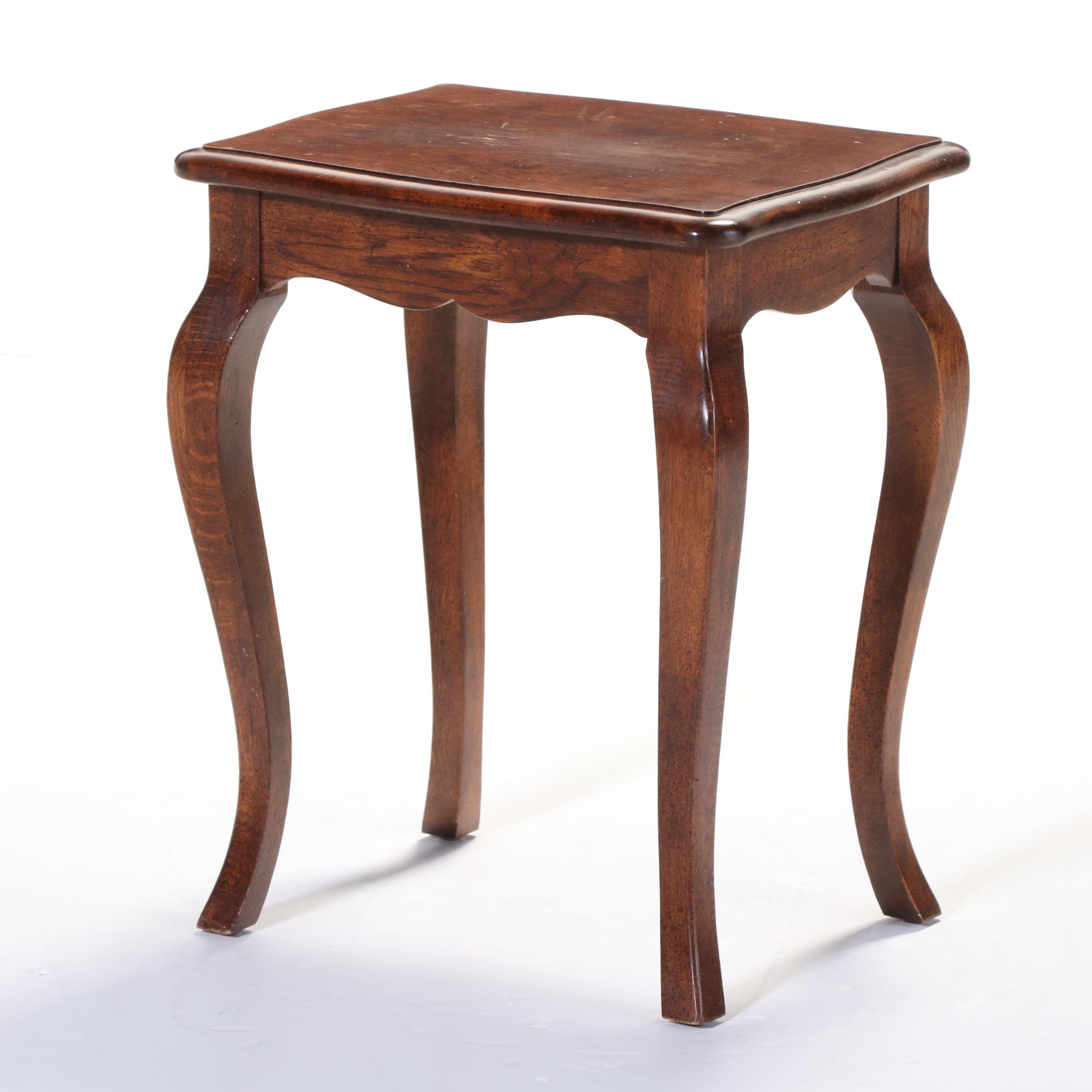 French Provincial Style Oak Side Table, Late 20th Century