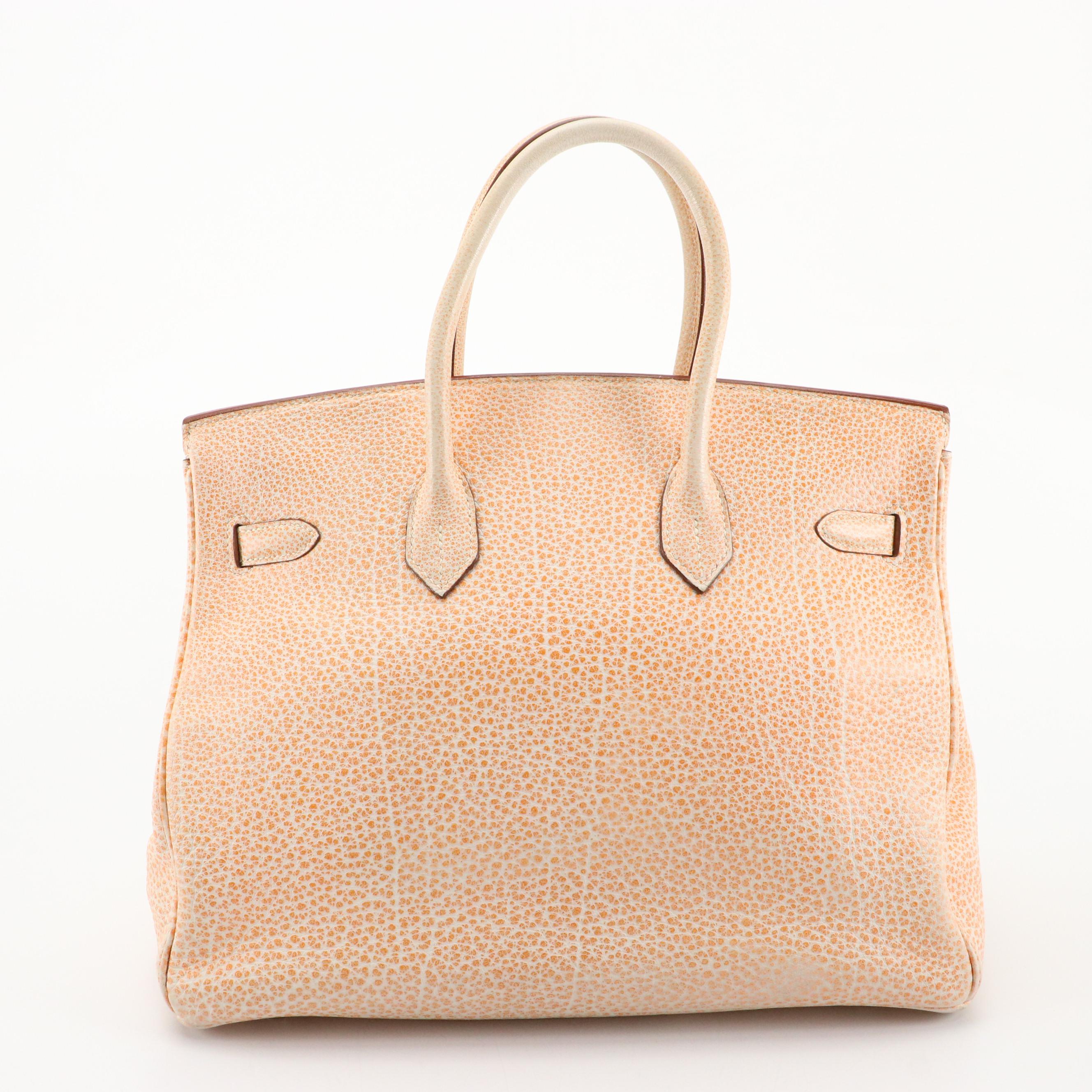 Hermès Birkin 35 Satchel in Orange H Dalmatian Buffalo Leather