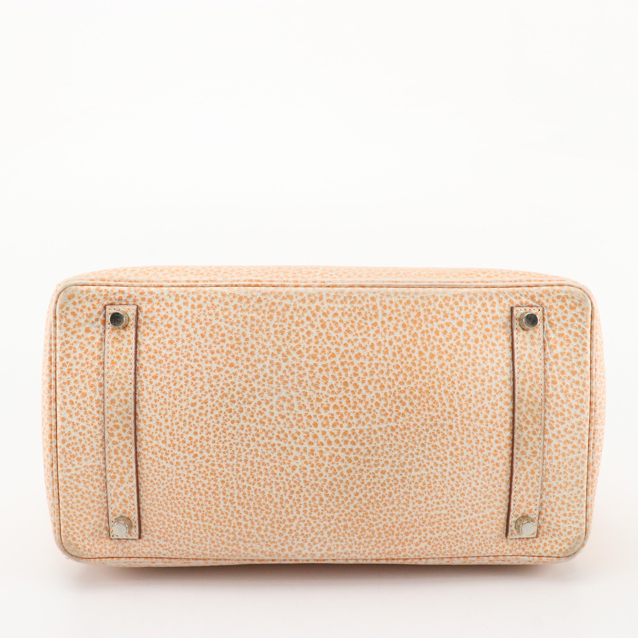 Hermès Birkin 35 Satchel in Orange H Dalmatian Buffalo Leather