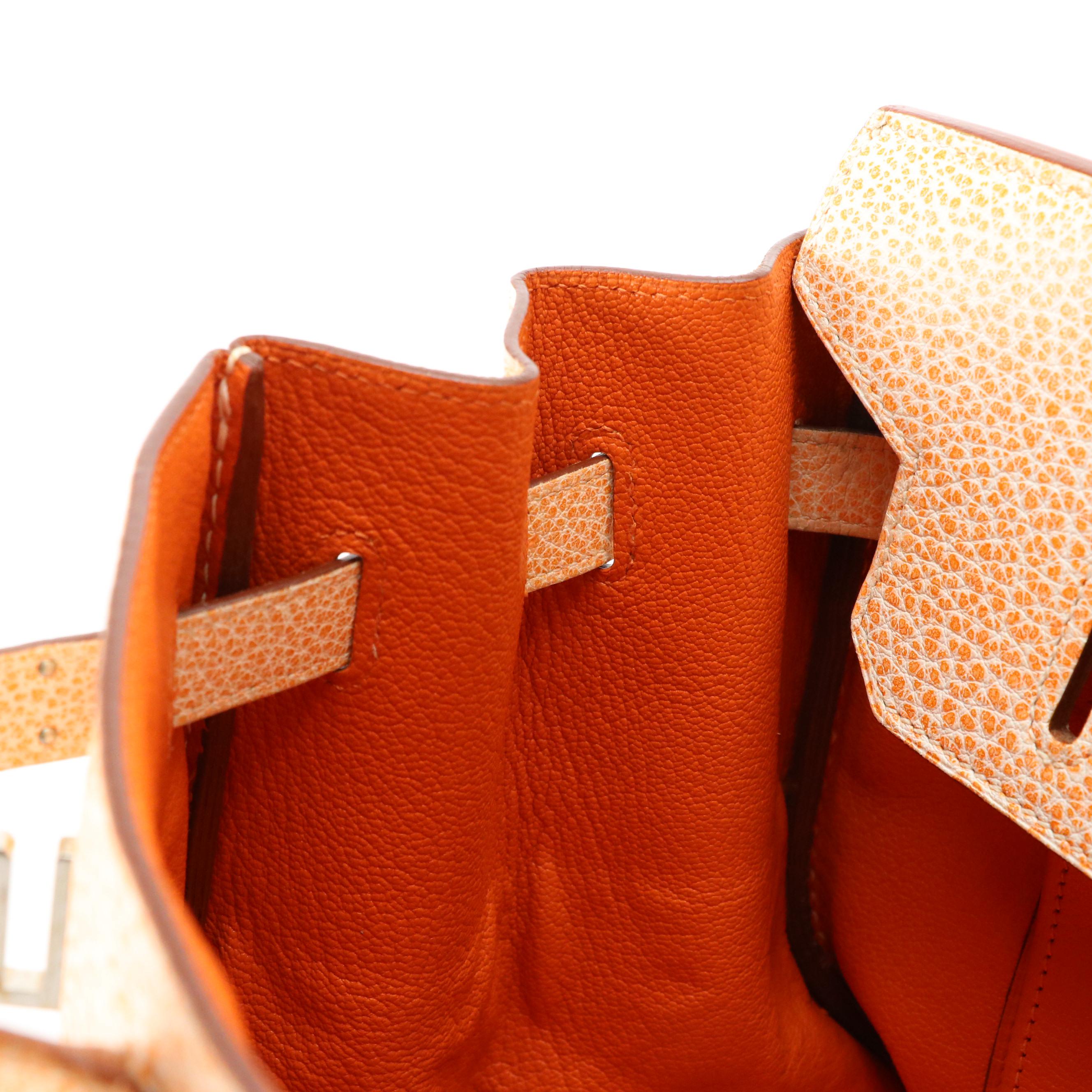 Hermès Birkin 35 Satchel in Orange H Dalmatian Buffalo Leather