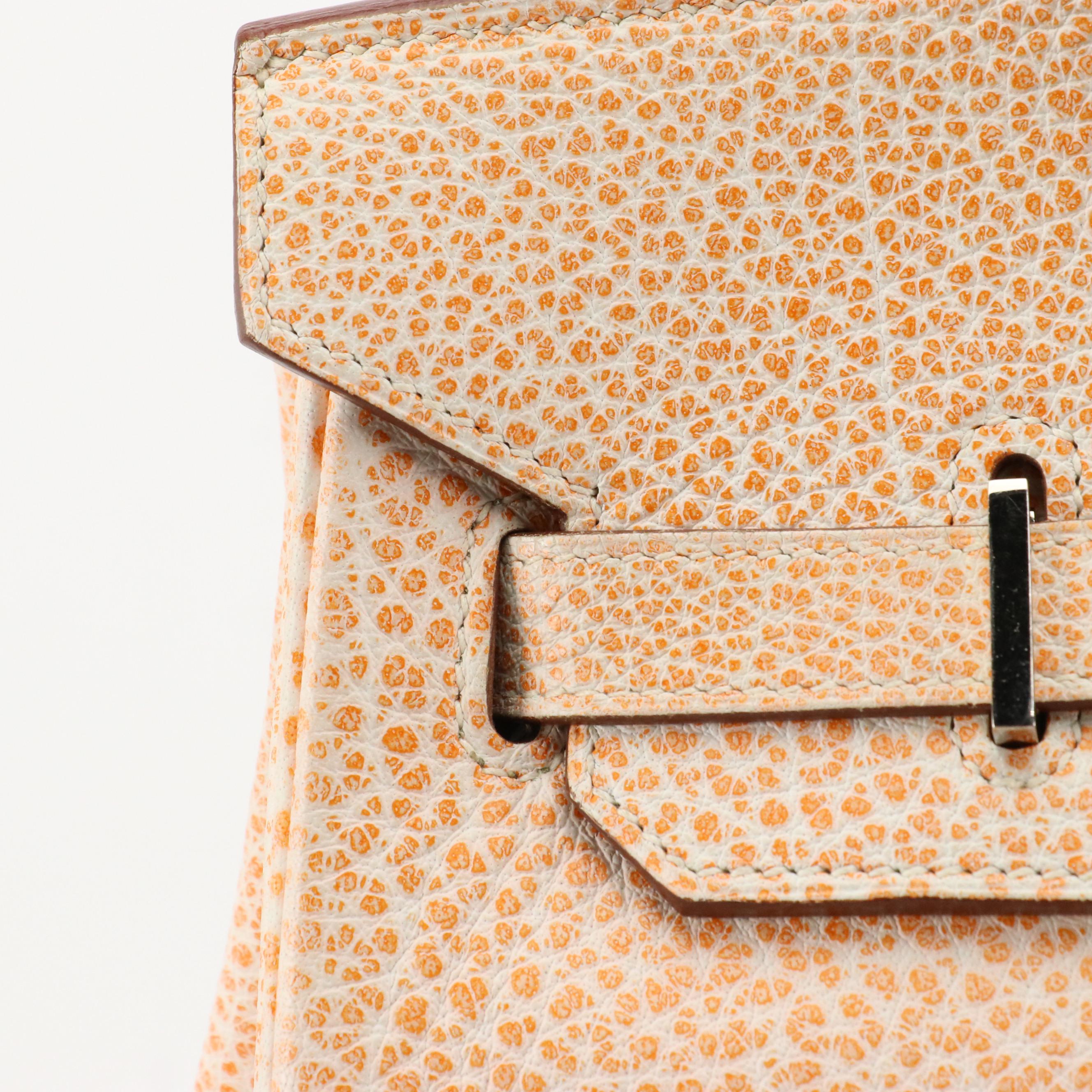 Hermès Birkin 35 Satchel in Orange H Dalmatian Buffalo Leather