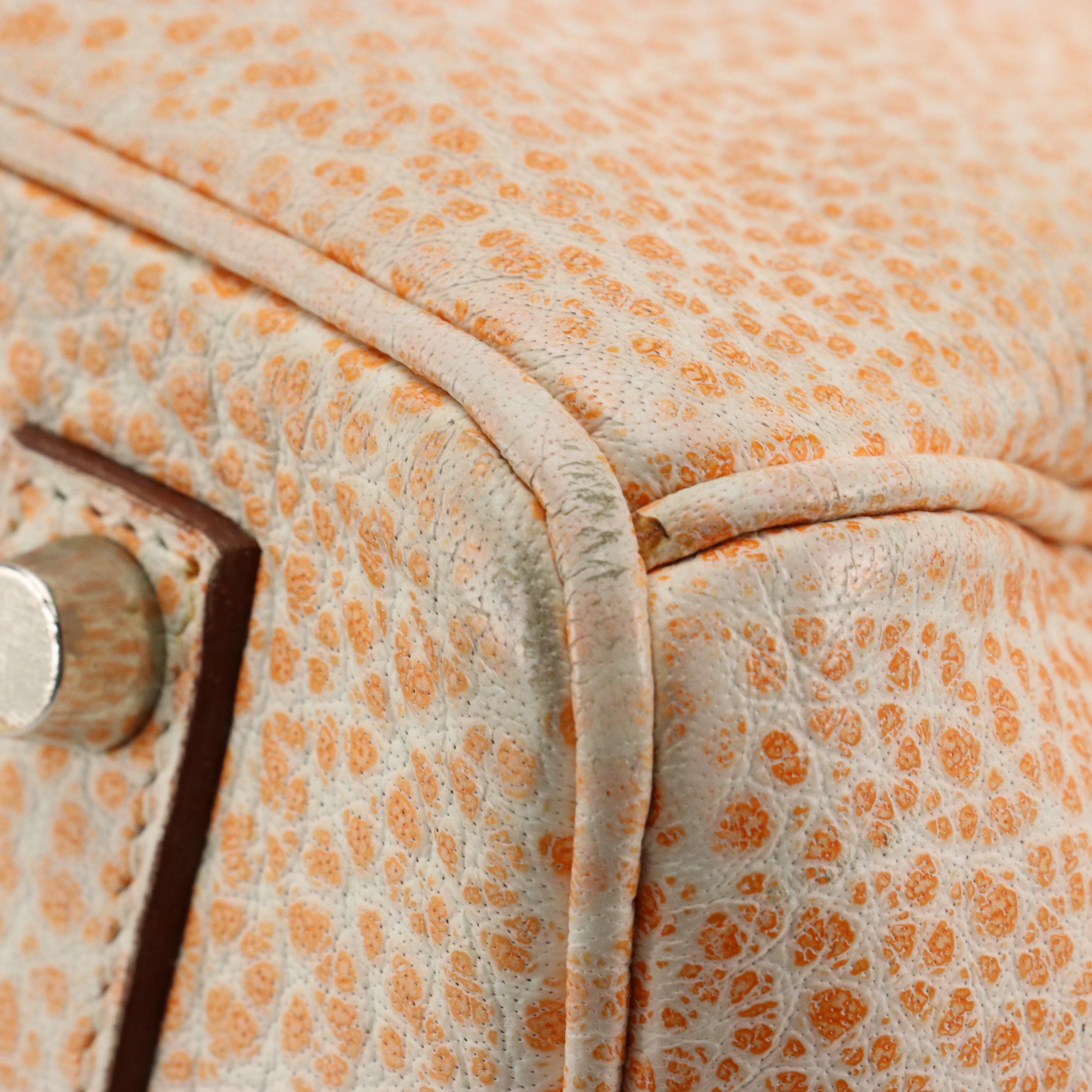 Hermès Birkin 35 Satchel in Orange H Dalmatian Buffalo Leather