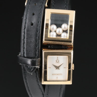 Mikimoto Five Pearl Quartz Wristwatch with Mother of Pearl Dial