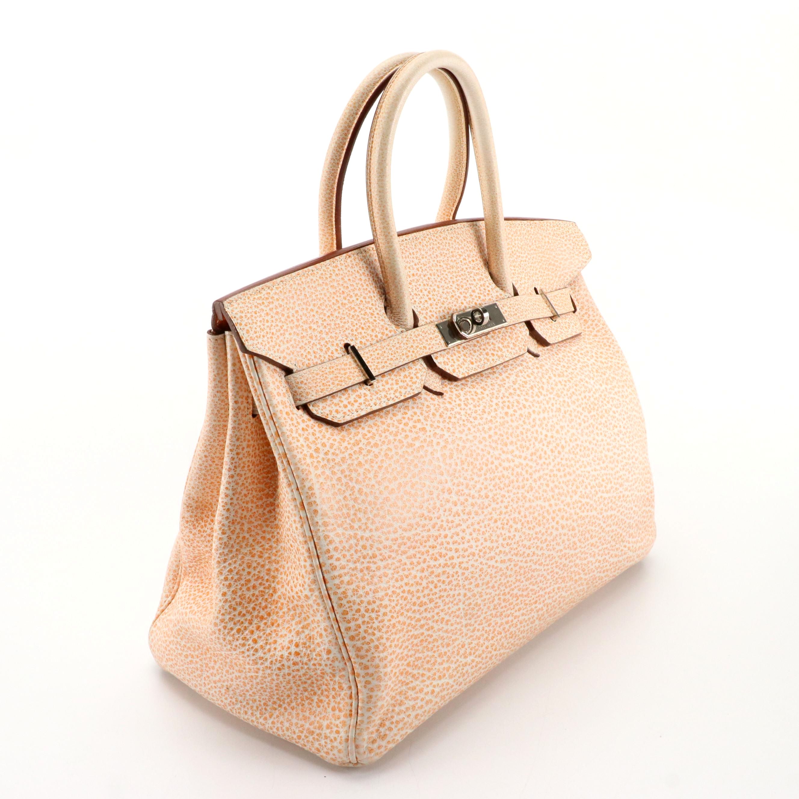 Hermès Birkin 35 Satchel in Orange H Dalmatian Buffalo Leather