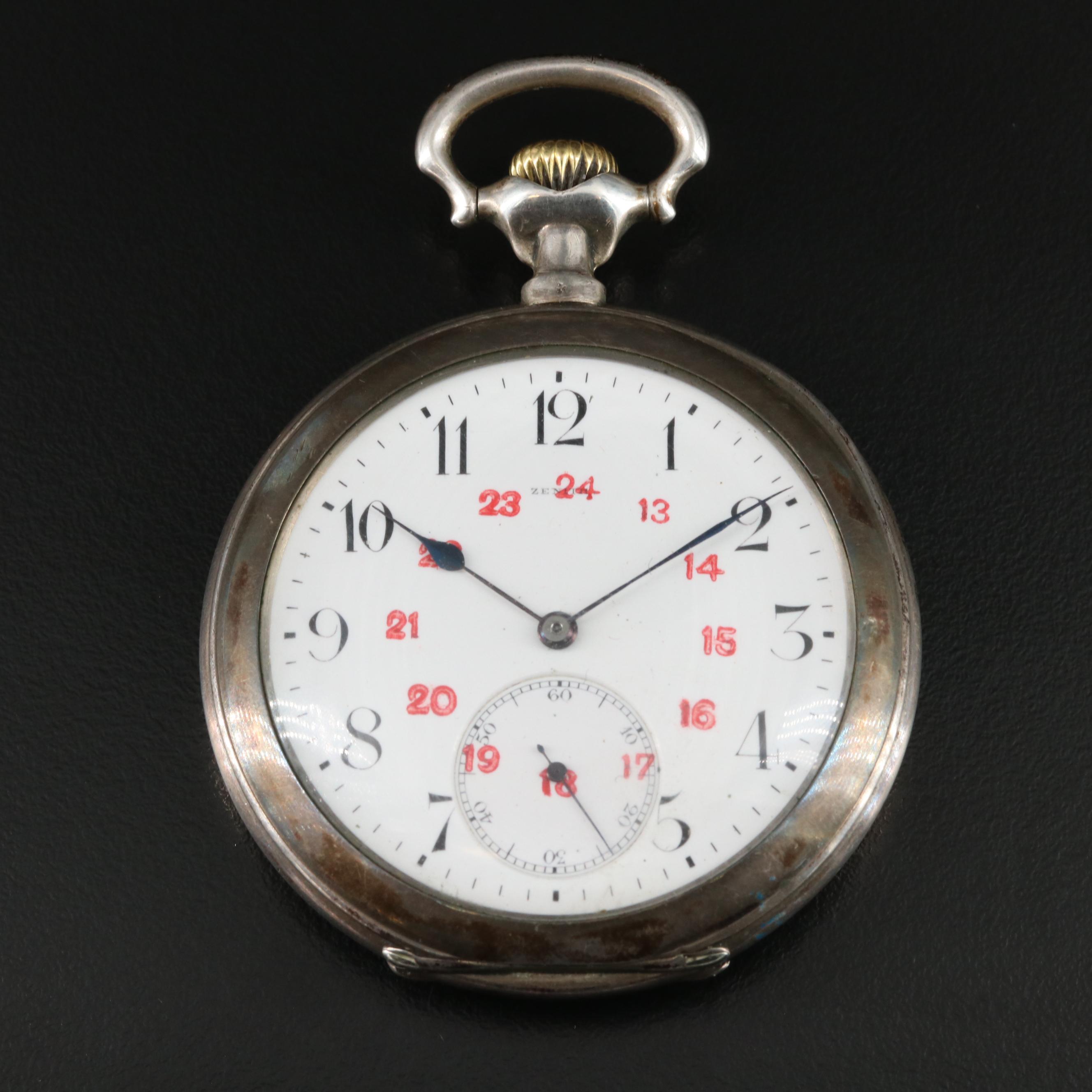 Zenith 800 Silver Pocket Watch Commemorating the 1906 Beider Basel Schützenfest