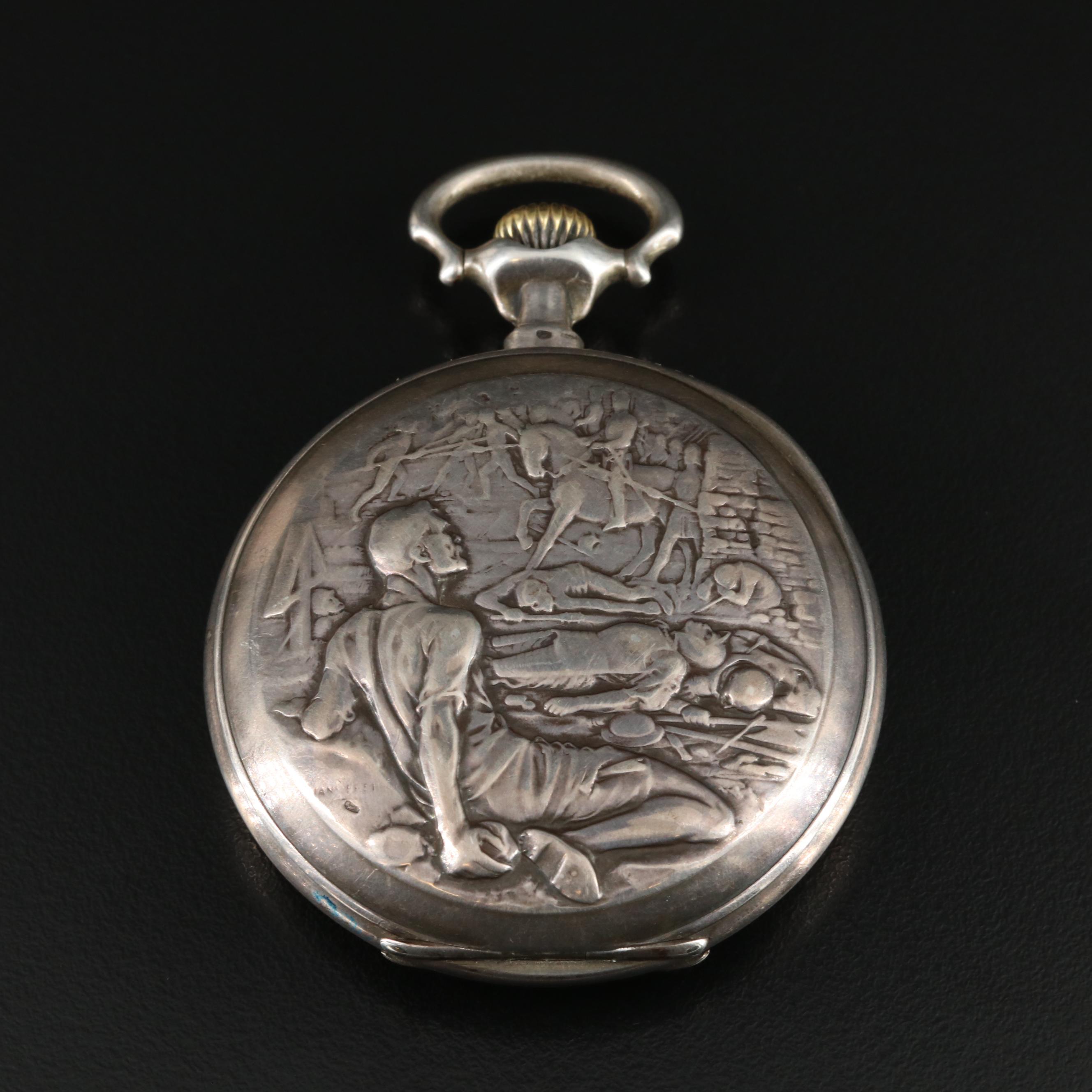 Zenith 800 Silver Pocket Watch Commemorating the 1906 Beider Basel Schützenfest