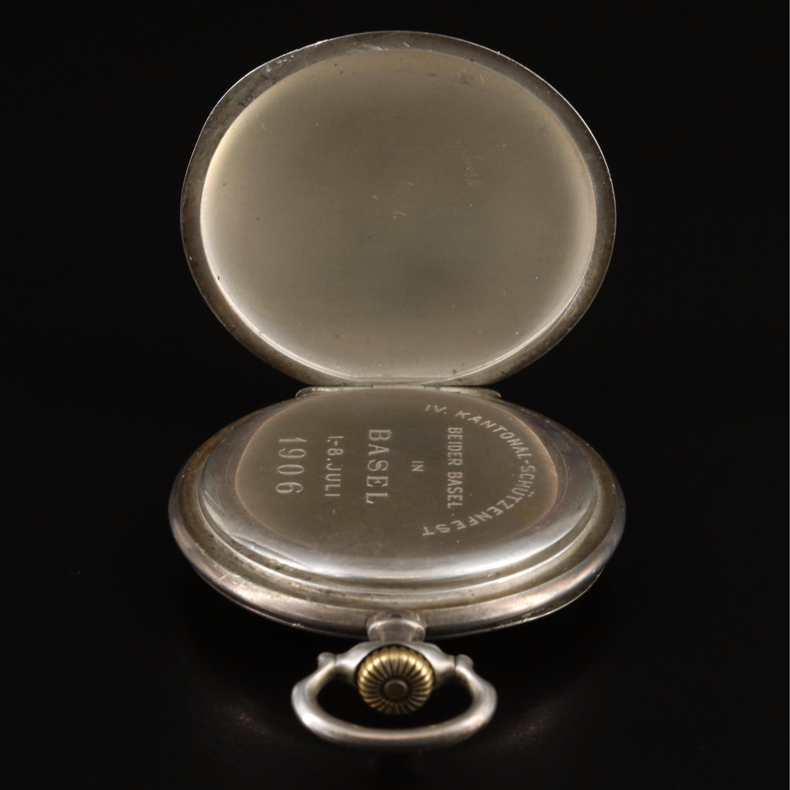 Zenith 800 Silver Pocket Watch Commemorating the 1906 Beider Basel Schützenfest