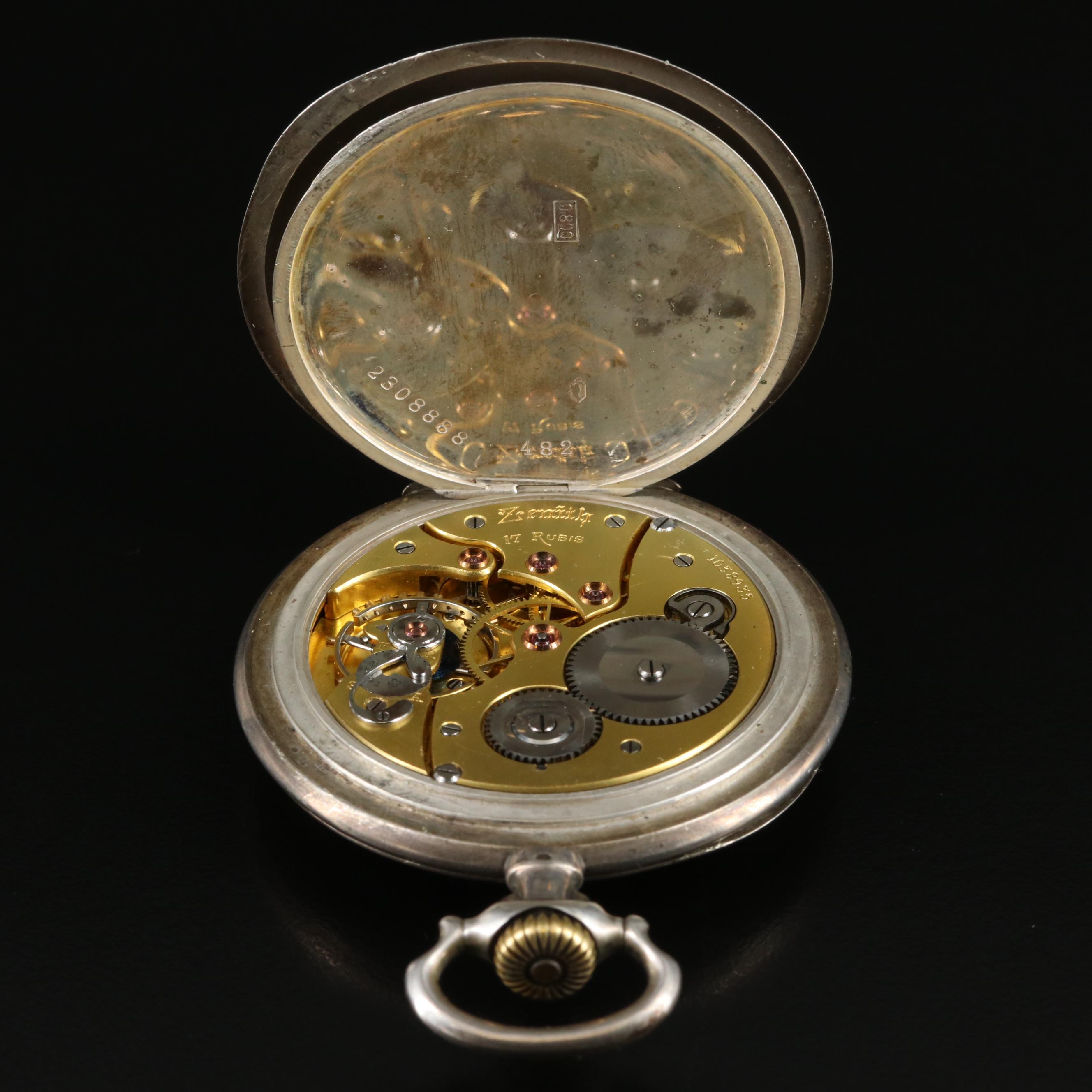 Zenith 800 Silver Pocket Watch Commemorating the 1906 Beider Basel Schützenfest