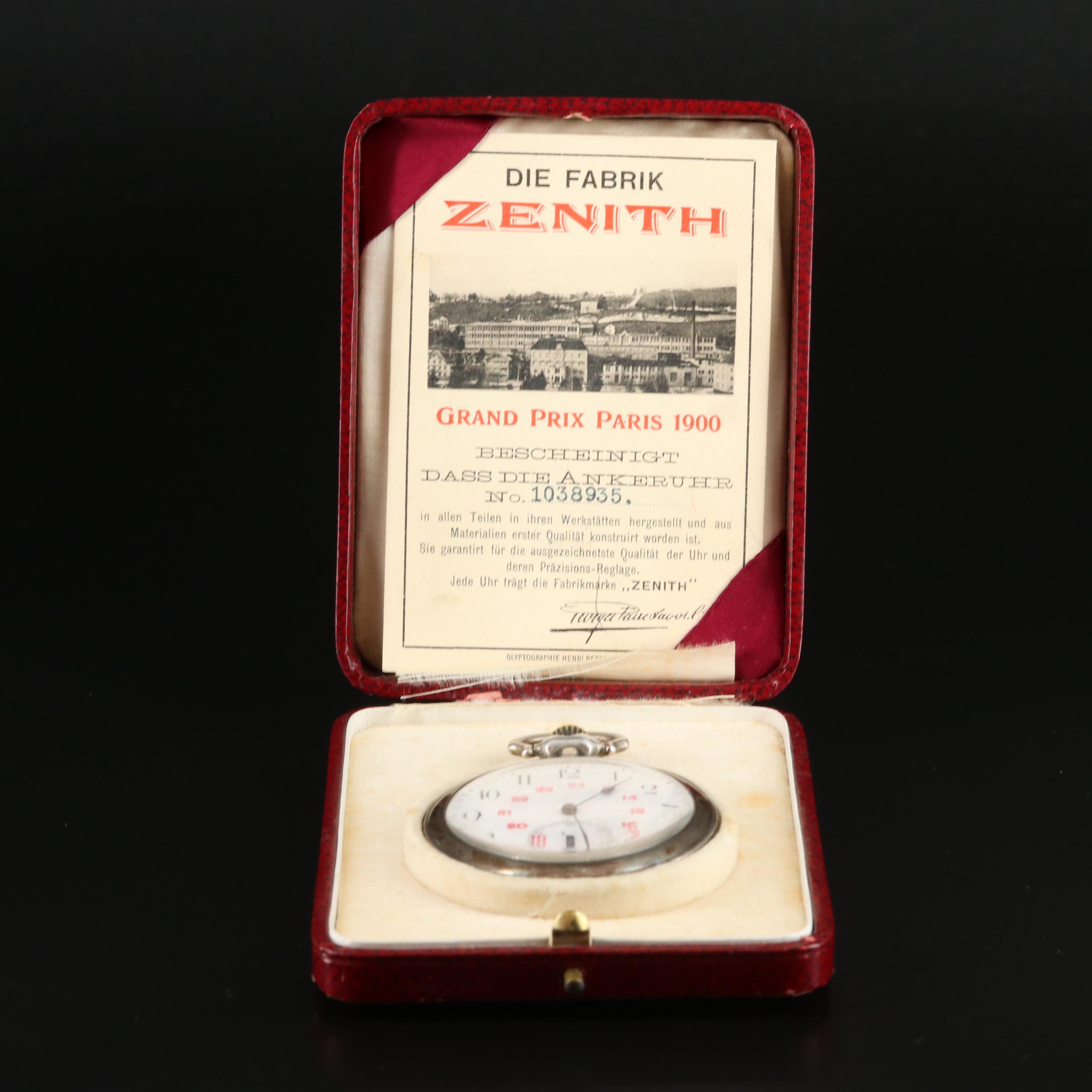 Zenith 800 Silver Pocket Watch Commemorating the 1906 Beider Basel Schützenfest