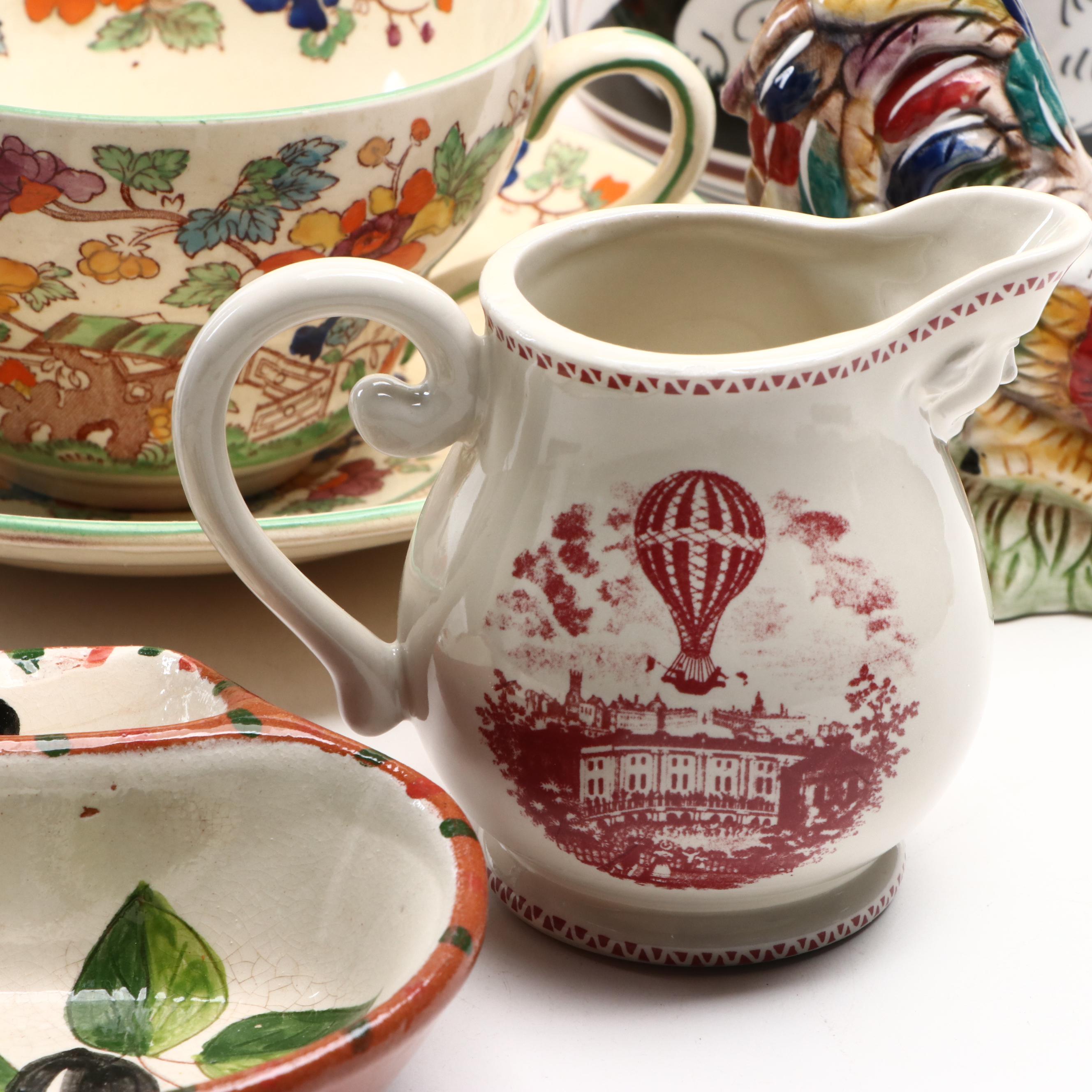 Mason's "Green Bible" Cup and Saucer with Other Glass and Ceramic Tableware