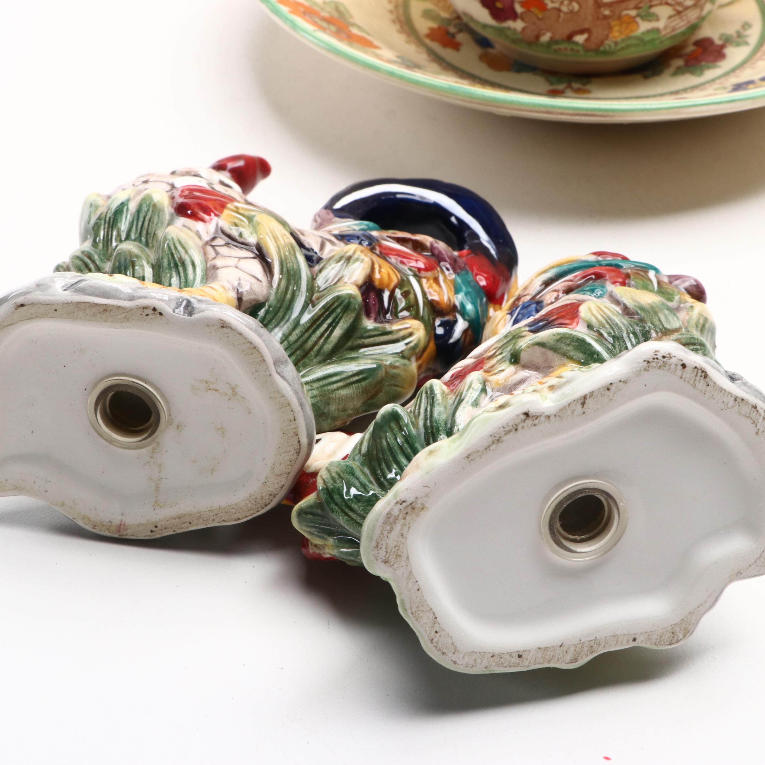 Mason's "Green Bible" Cup and Saucer with Other Glass and Ceramic Tableware