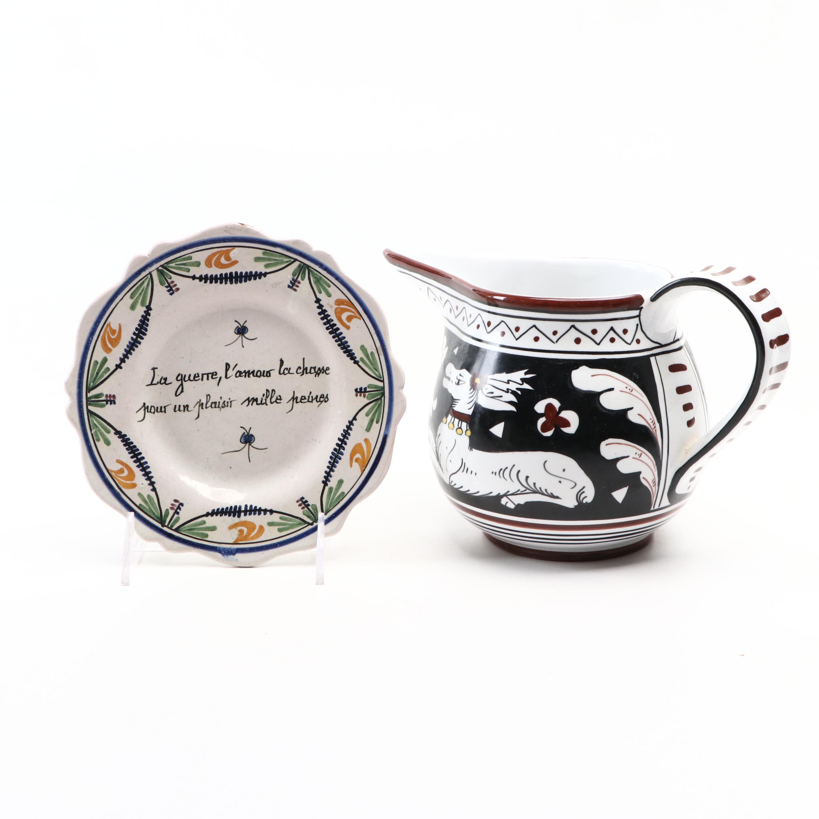 Mason's "Green Bible" Cup and Saucer with Other Glass and Ceramic Tableware