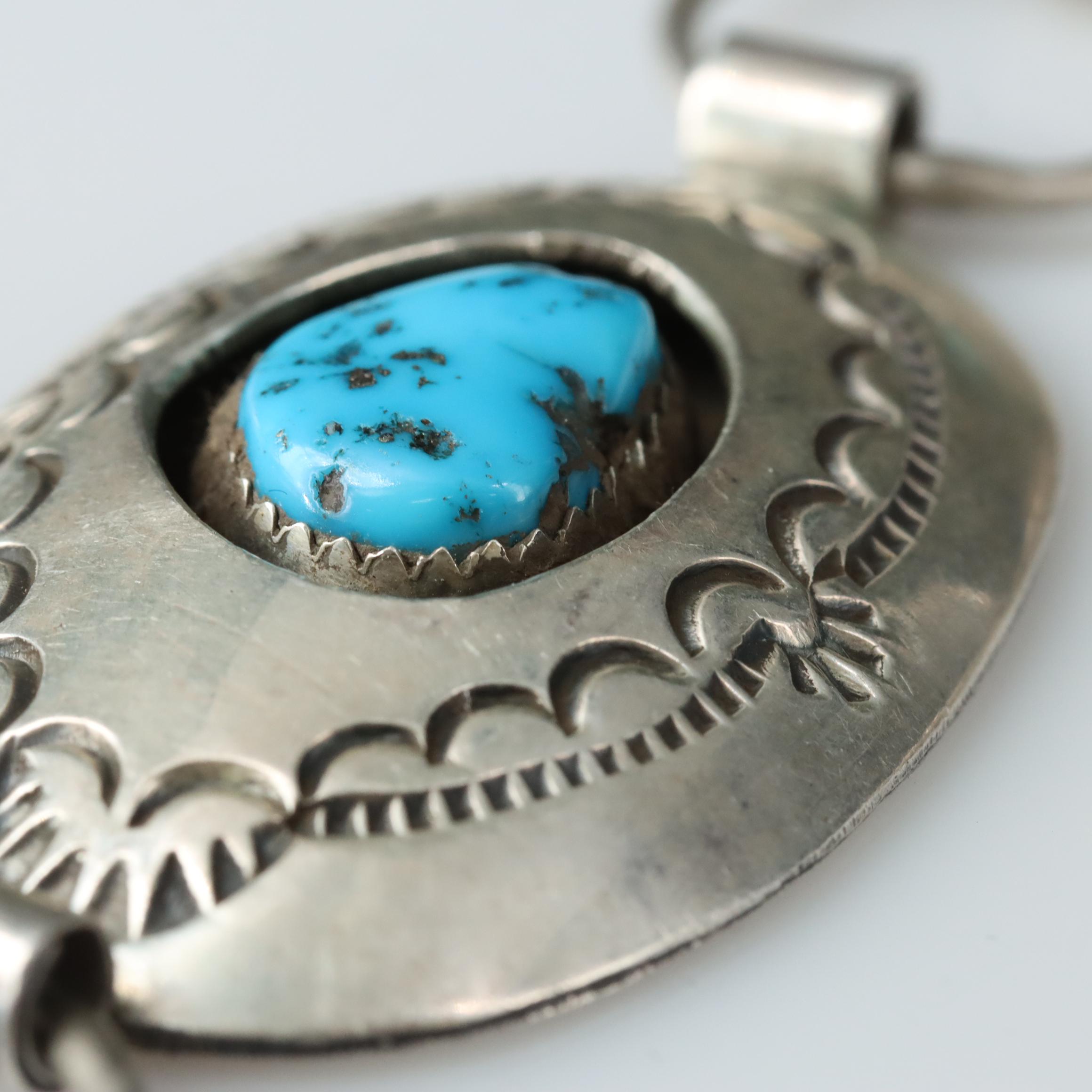 Pauline Benally Navajo Diné Sterling Tuquoise Belt with Stampwork