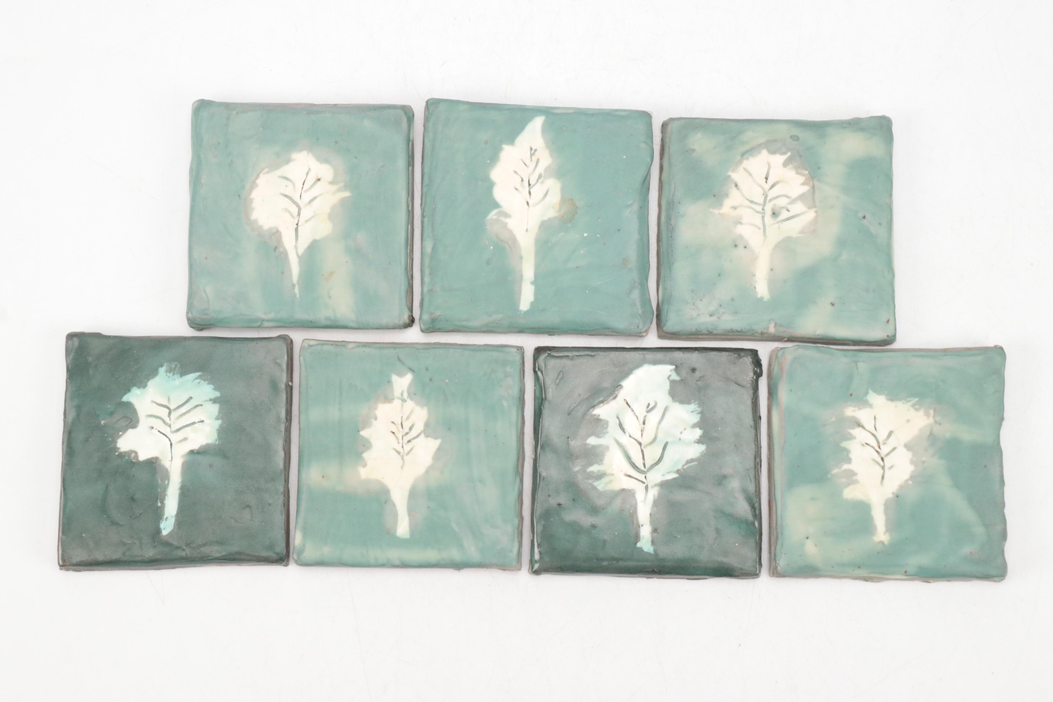 Lori Bartman Handcrafted Ceramic Striped and Tree Tiles