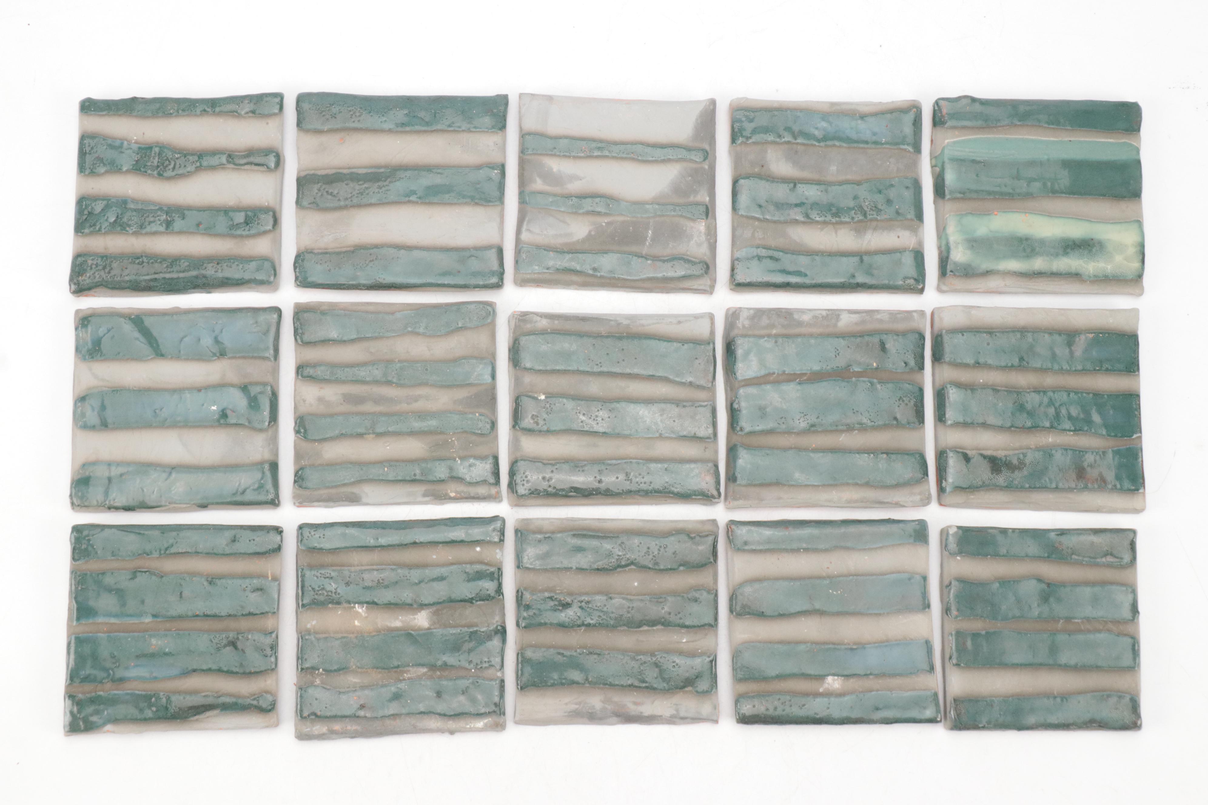 Lori Bartman Handcrafted Ceramic Striped and Tree Tiles