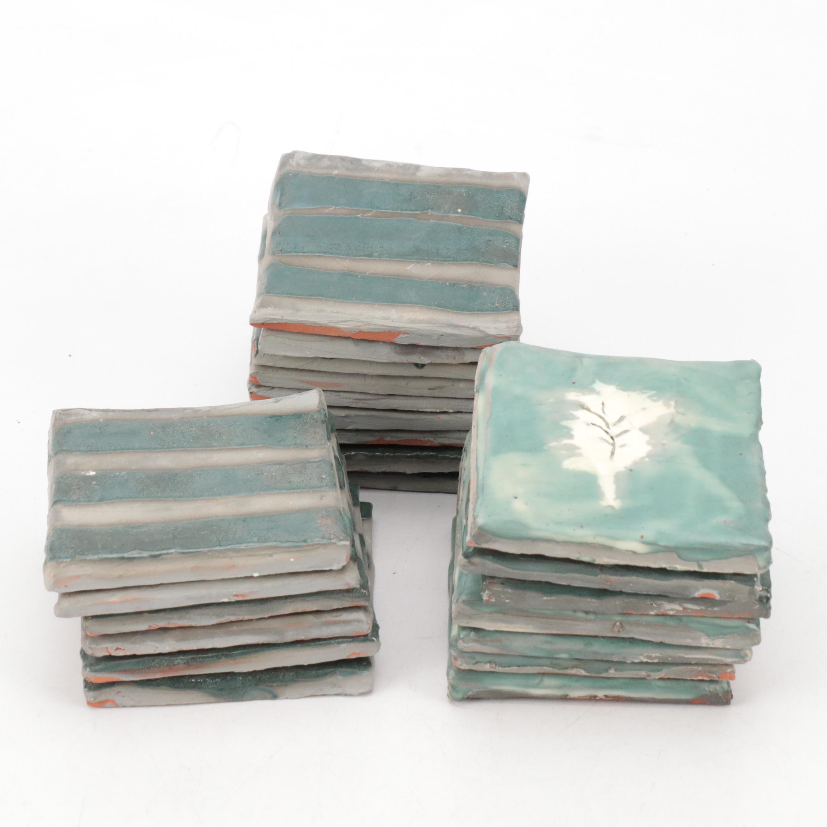 Lori Bartman Handcrafted Ceramic Striped and Tree Tiles
