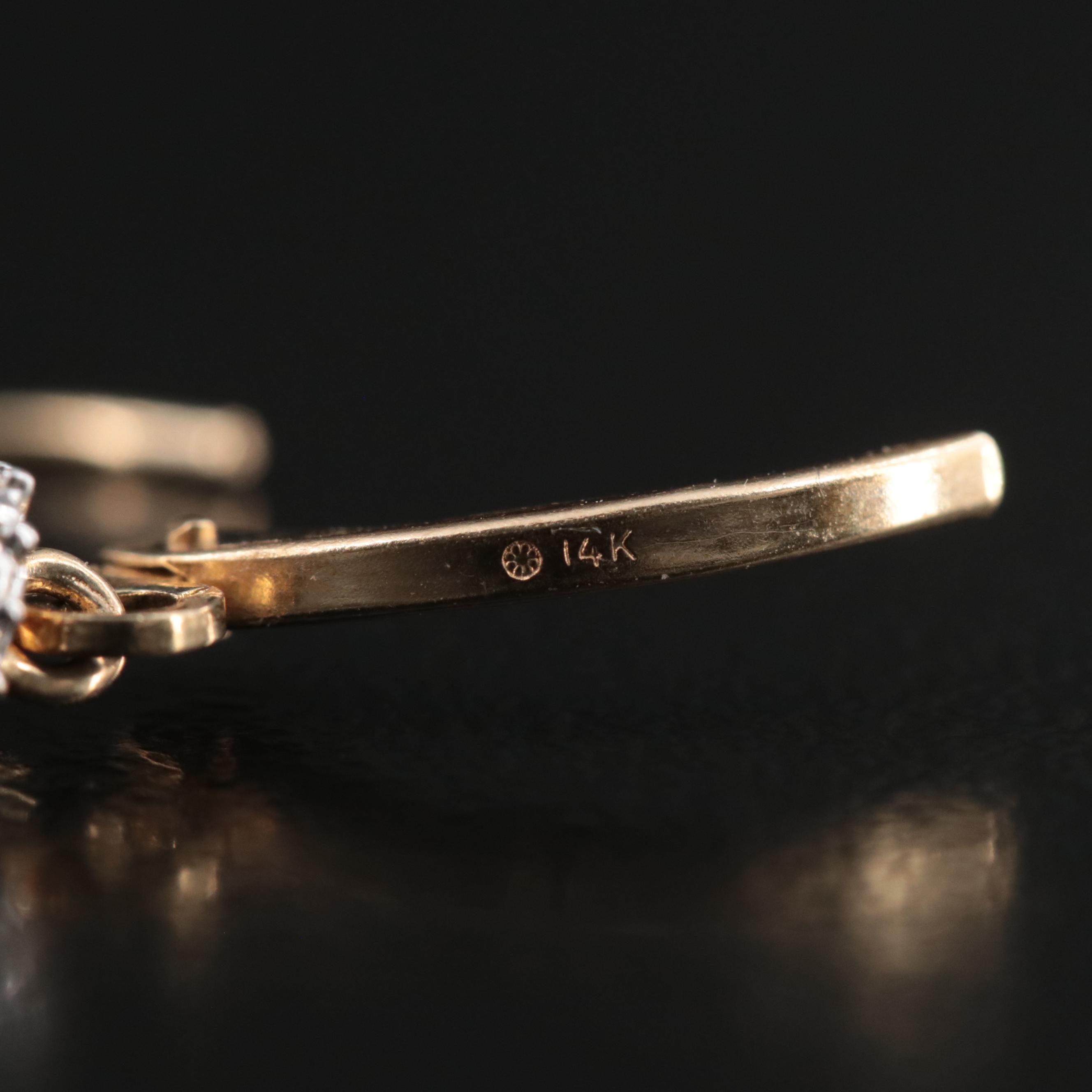 14K Pearl and Diamond Dangle Earrings