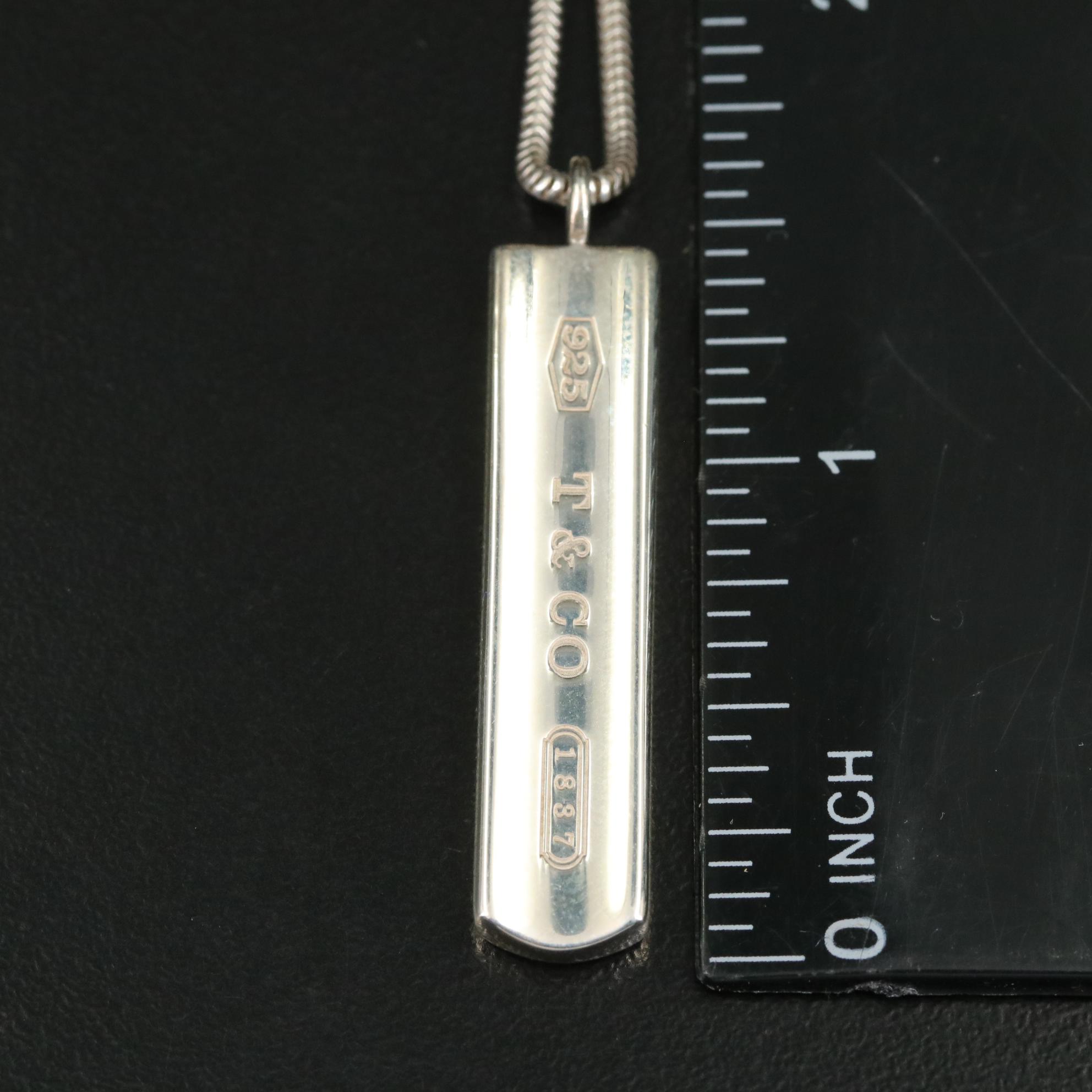 Tiffany & Co. "1837" Sterling Bar Plate Pendant Necklace
