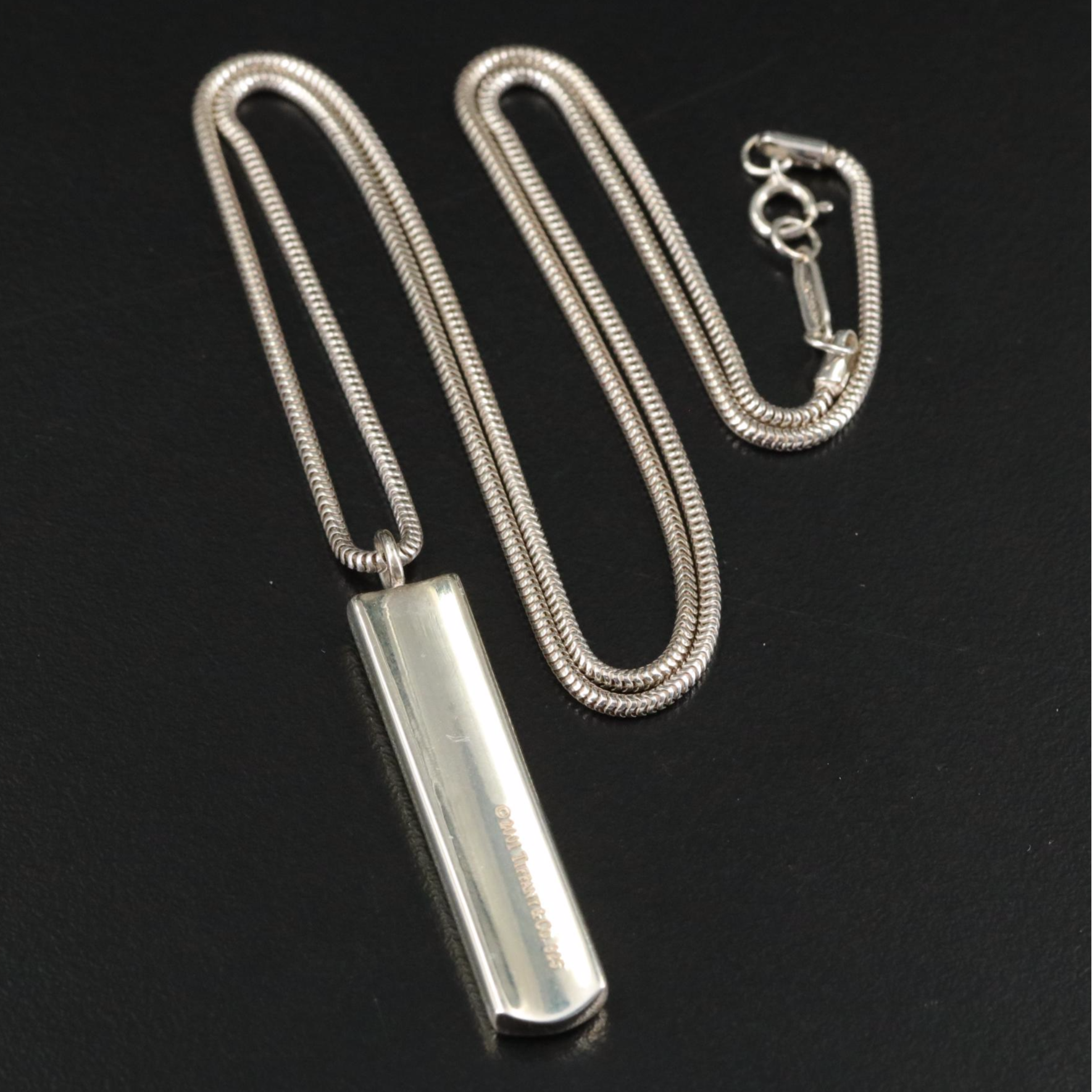 Tiffany & Co. "1837" Sterling Bar Plate Pendant Necklace