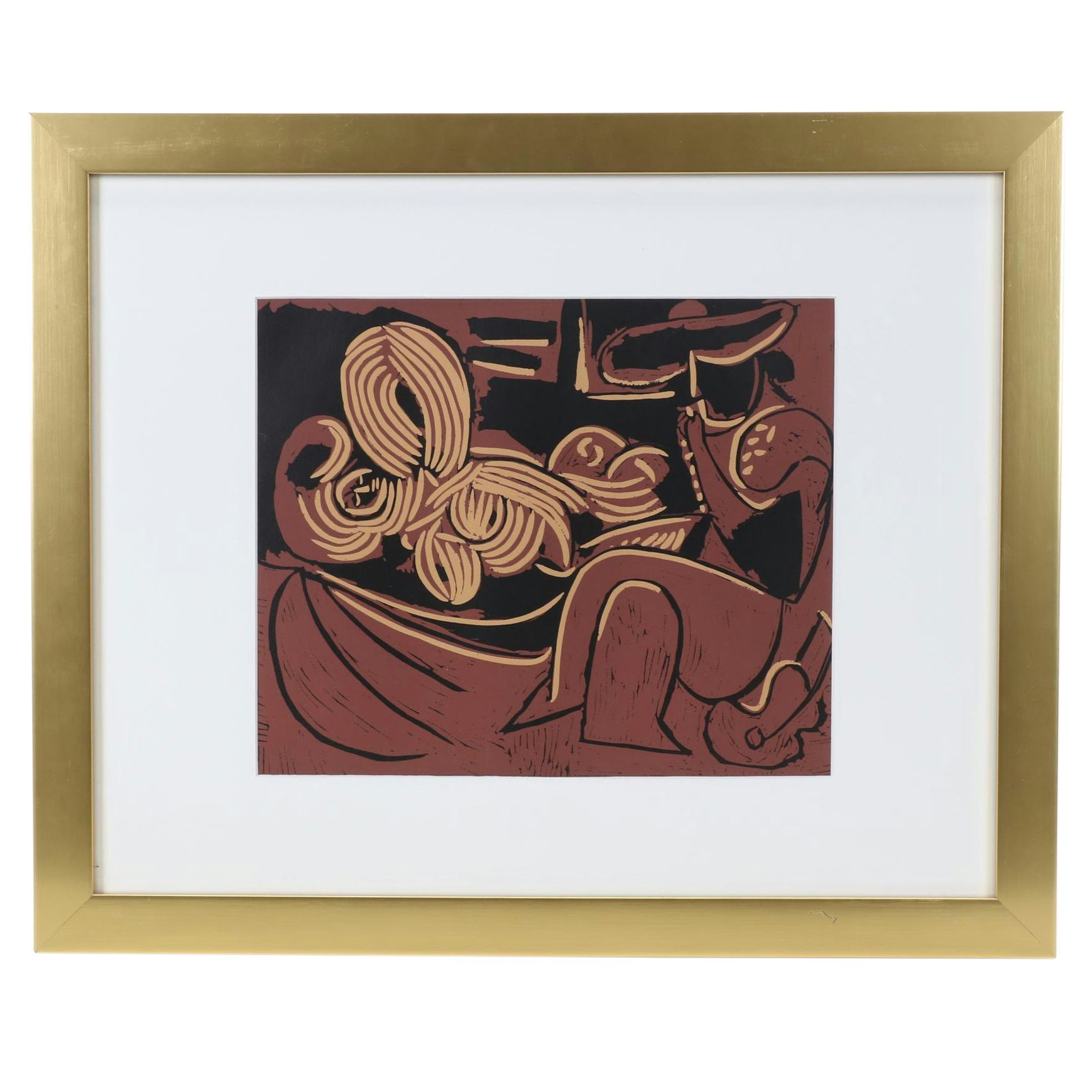 Pablo Picasso Linocut "Reclining Woman and Picador with Guitar," 1962