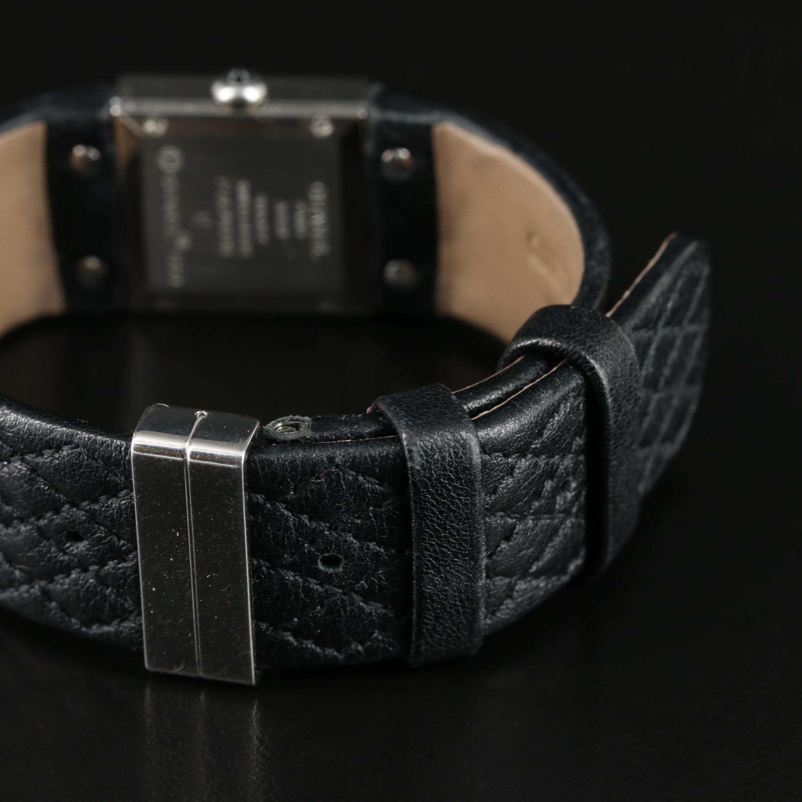 Chanel Stainless Steel and Matelassee Black Dial Quartz Watch