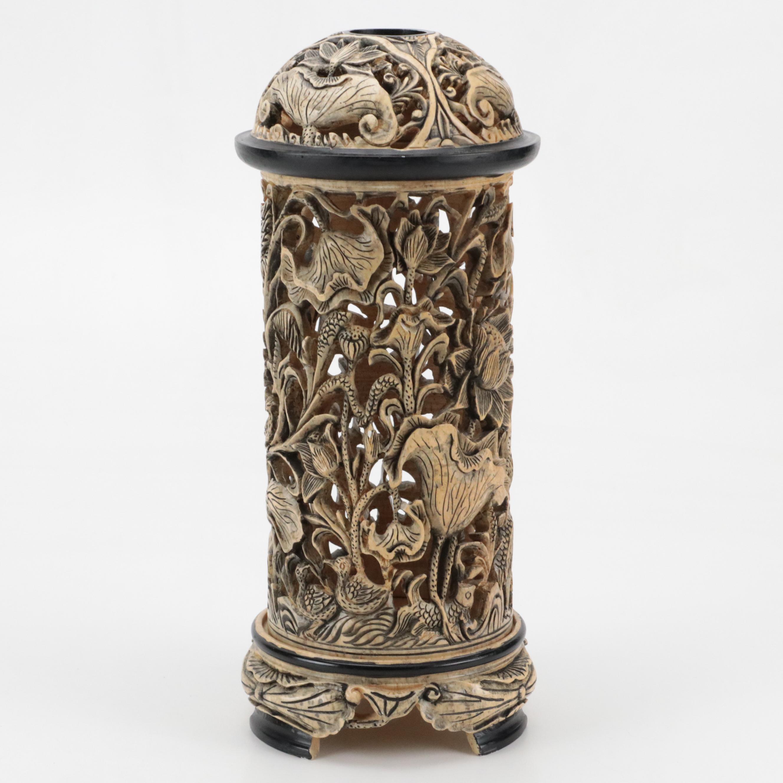 Chinese Carved Soapstone Cricket Cage