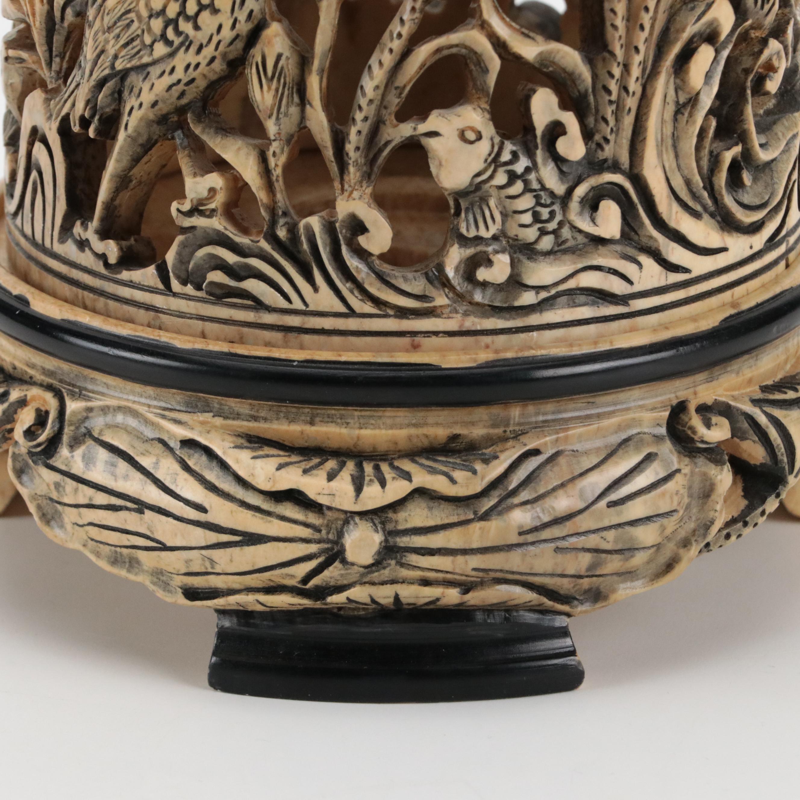 Chinese Carved Soapstone Cricket Cage