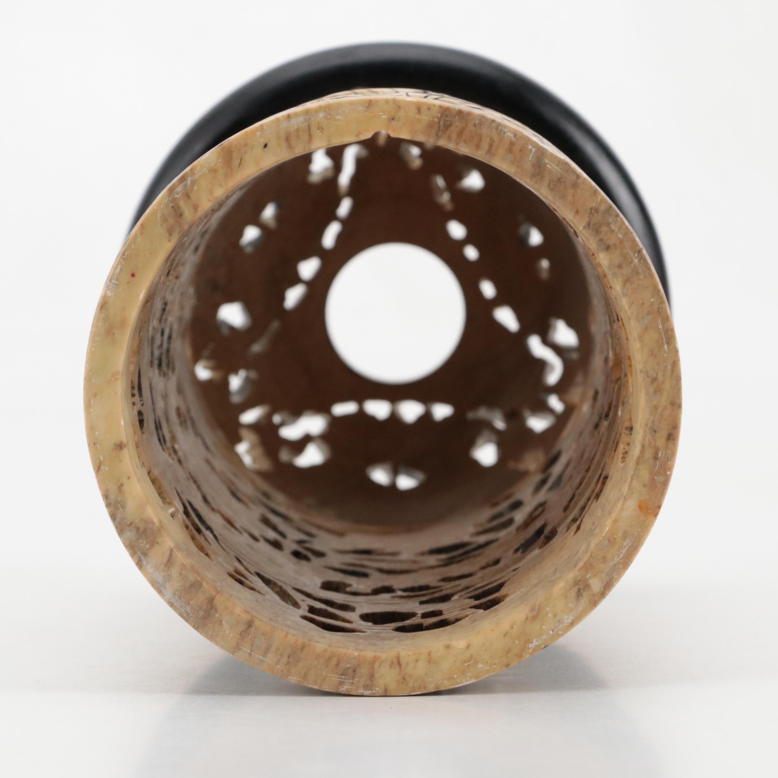 Chinese Carved Soapstone Cricket Cage