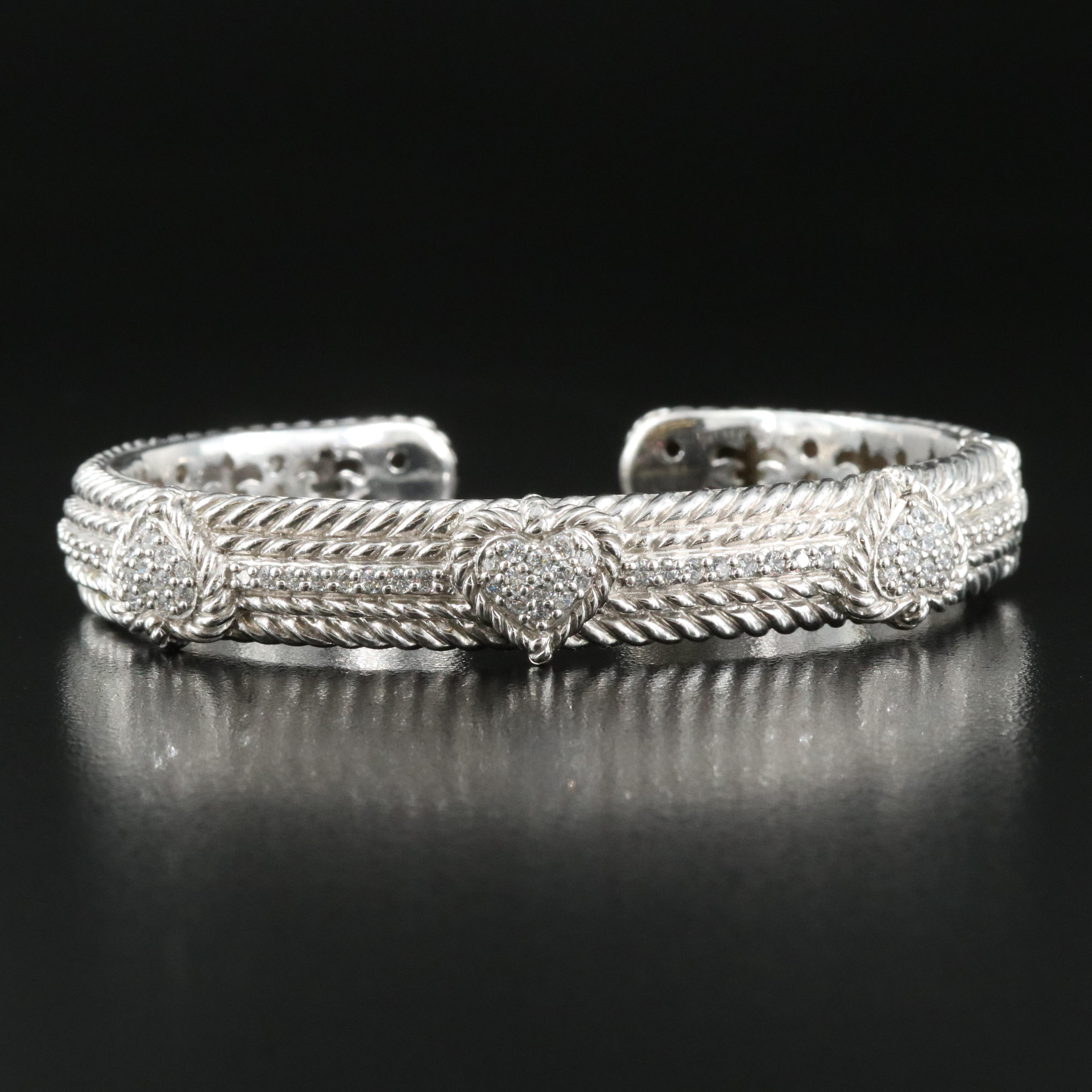 Judith Ripka Sterling CZ Heart Bracelet