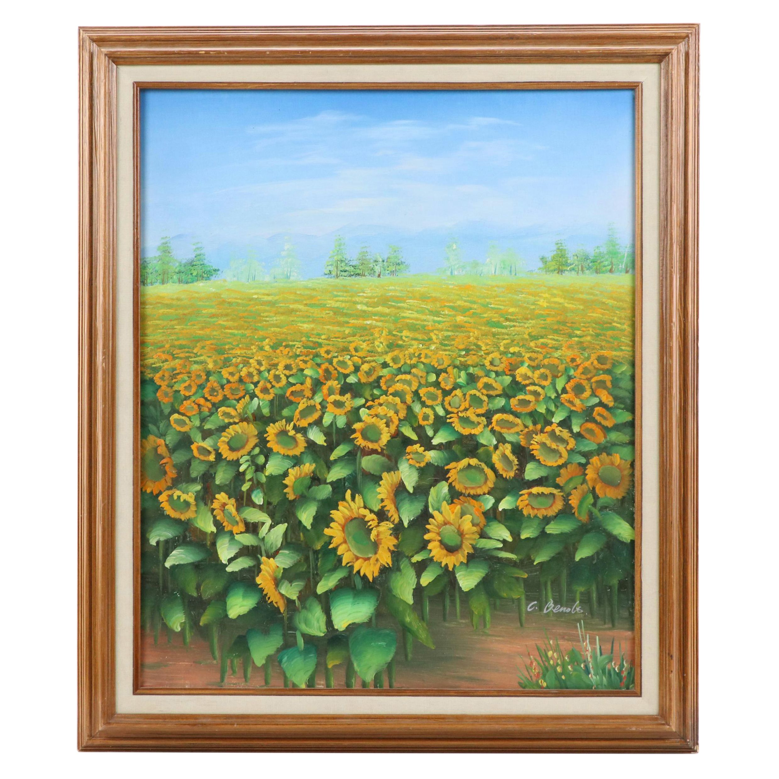 C. Benolt Oil Painting of Sunflower Field