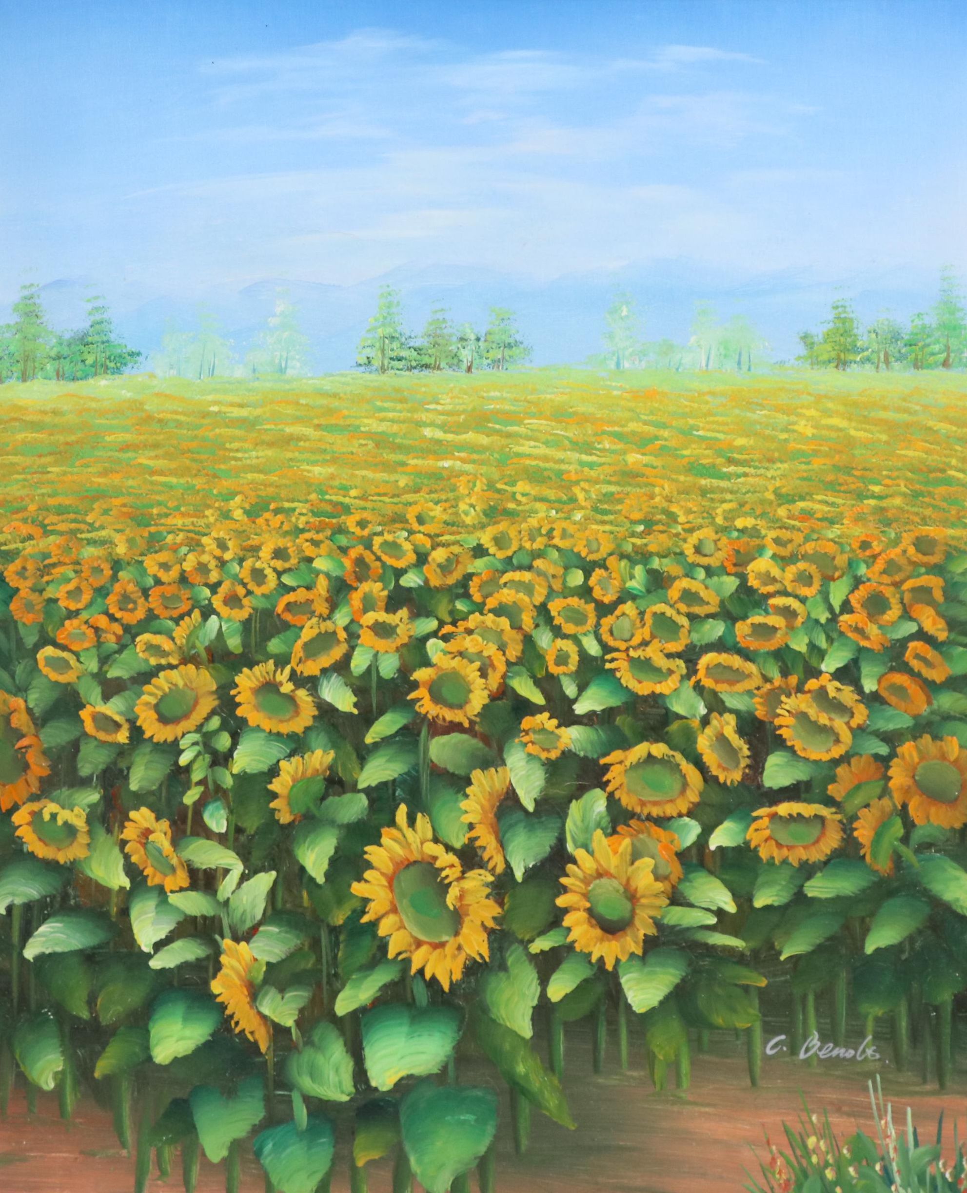 C. Benolt Oil Painting of Sunflower Field