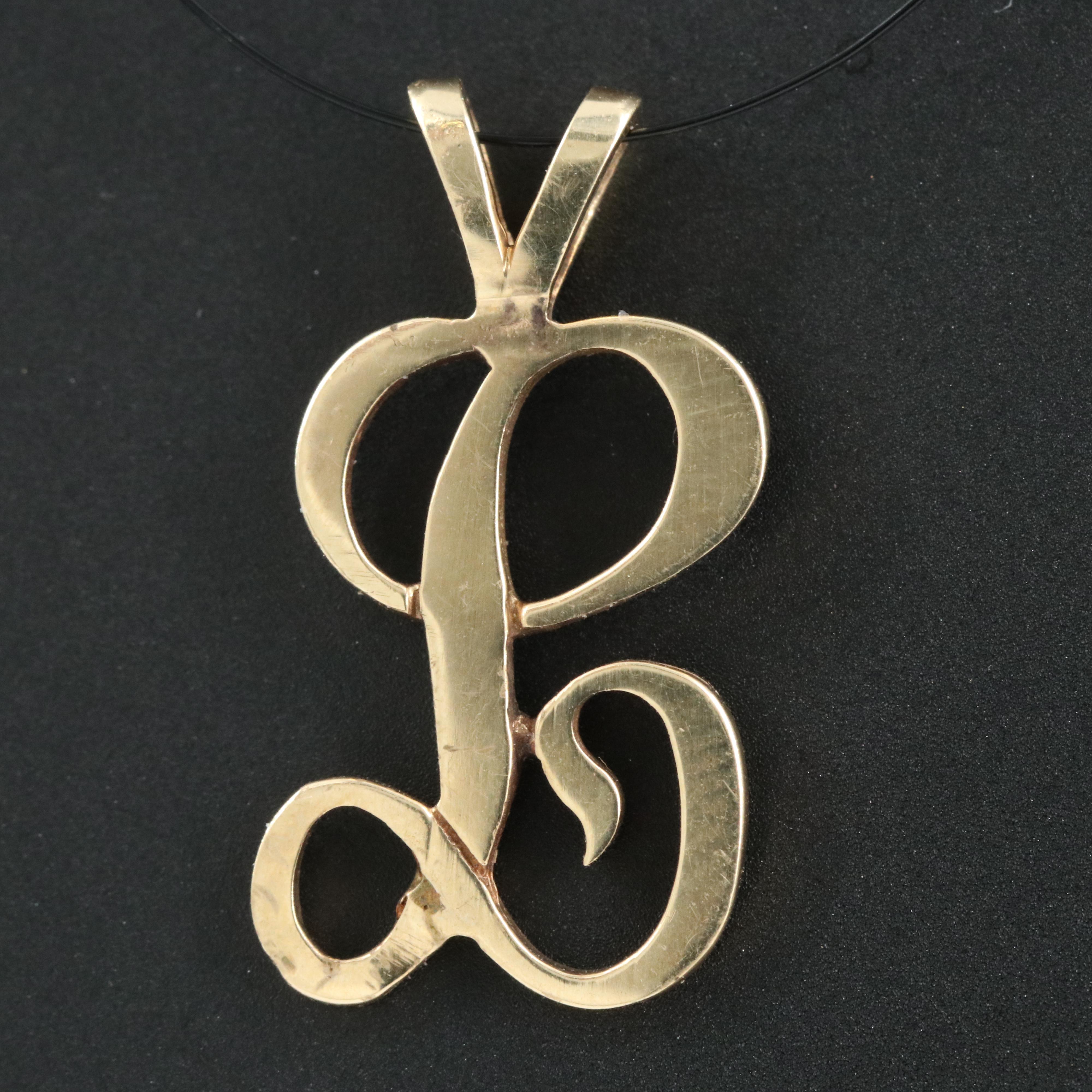 14K Cursive "L" Pendant