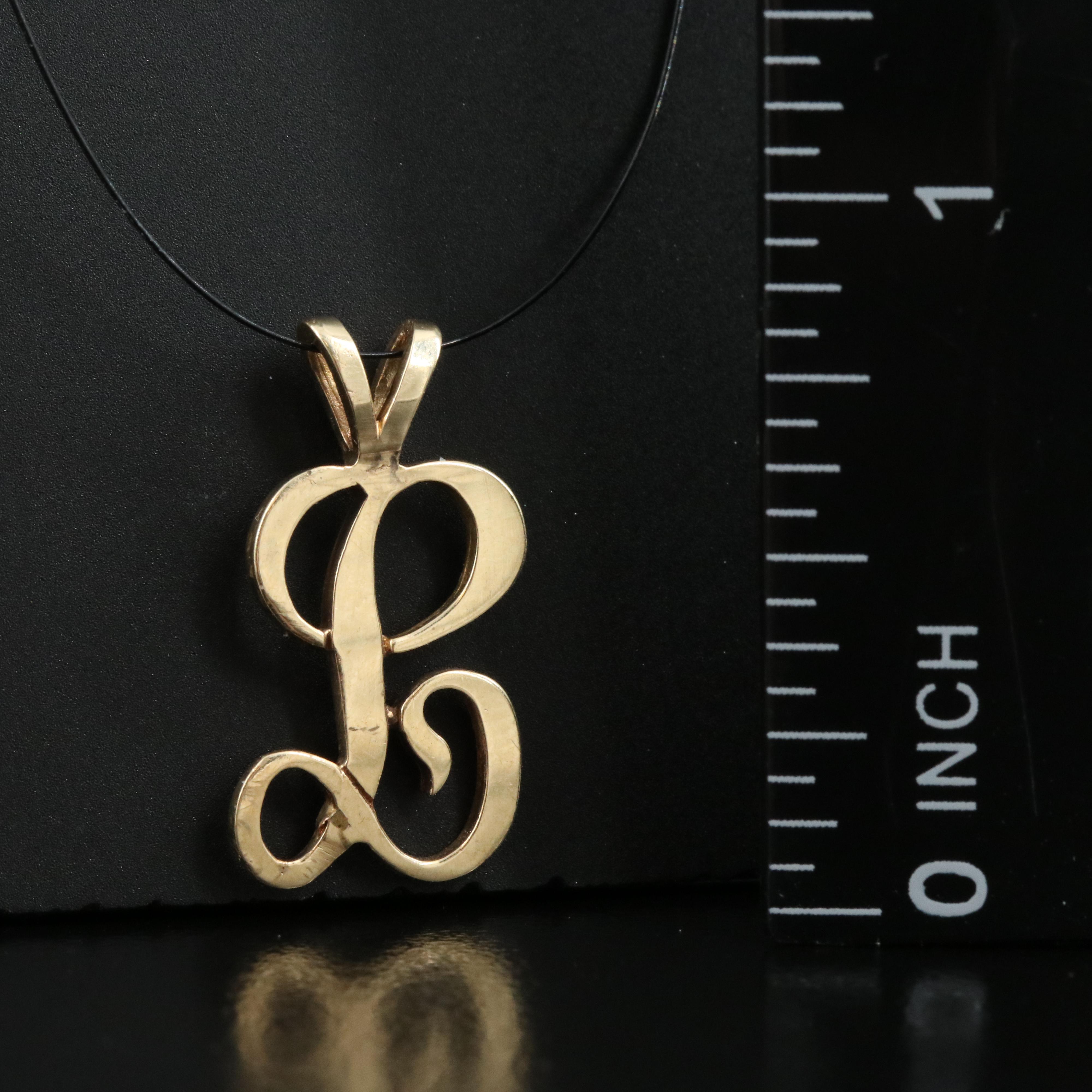 14K Cursive "L" Pendant