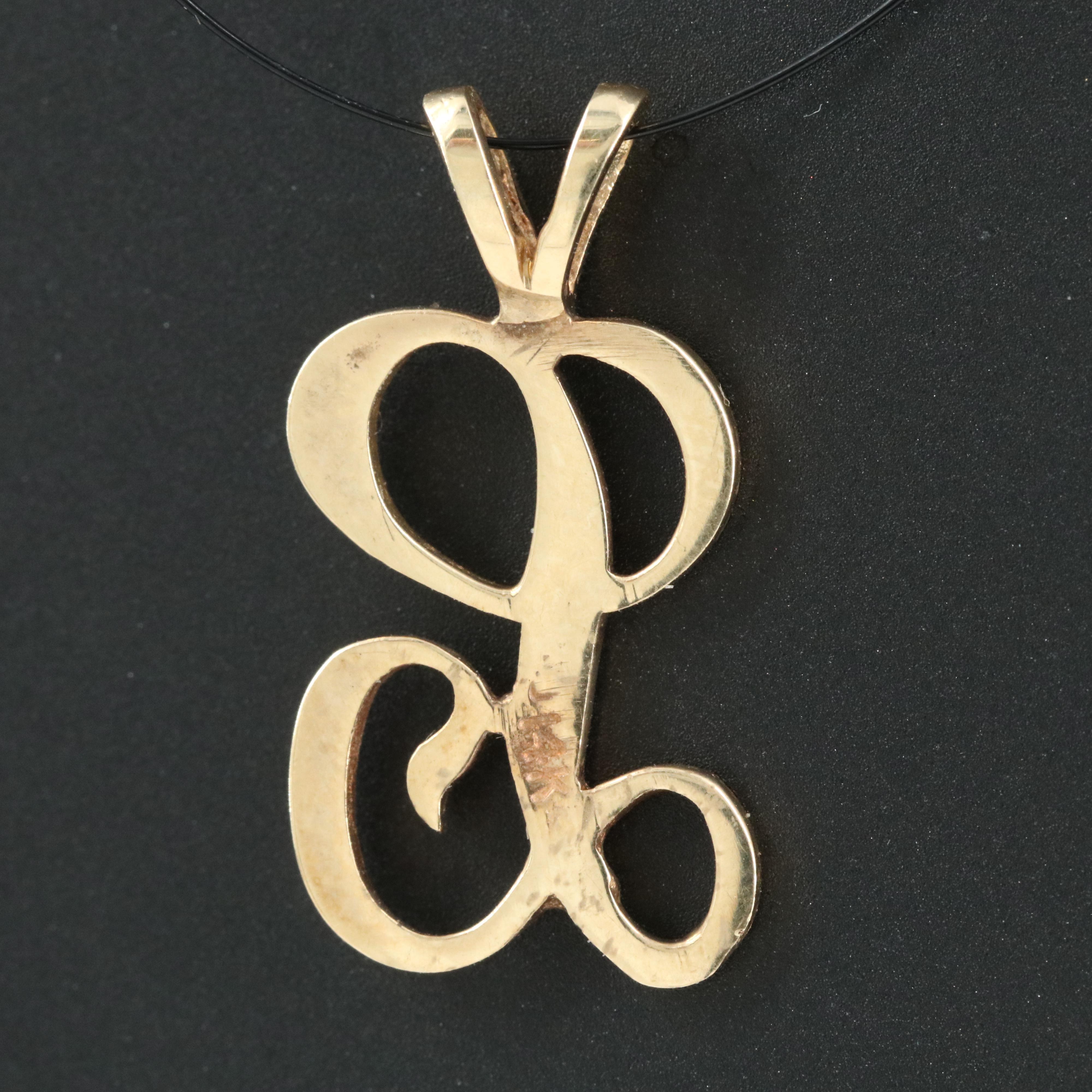 14K Cursive "L" Pendant