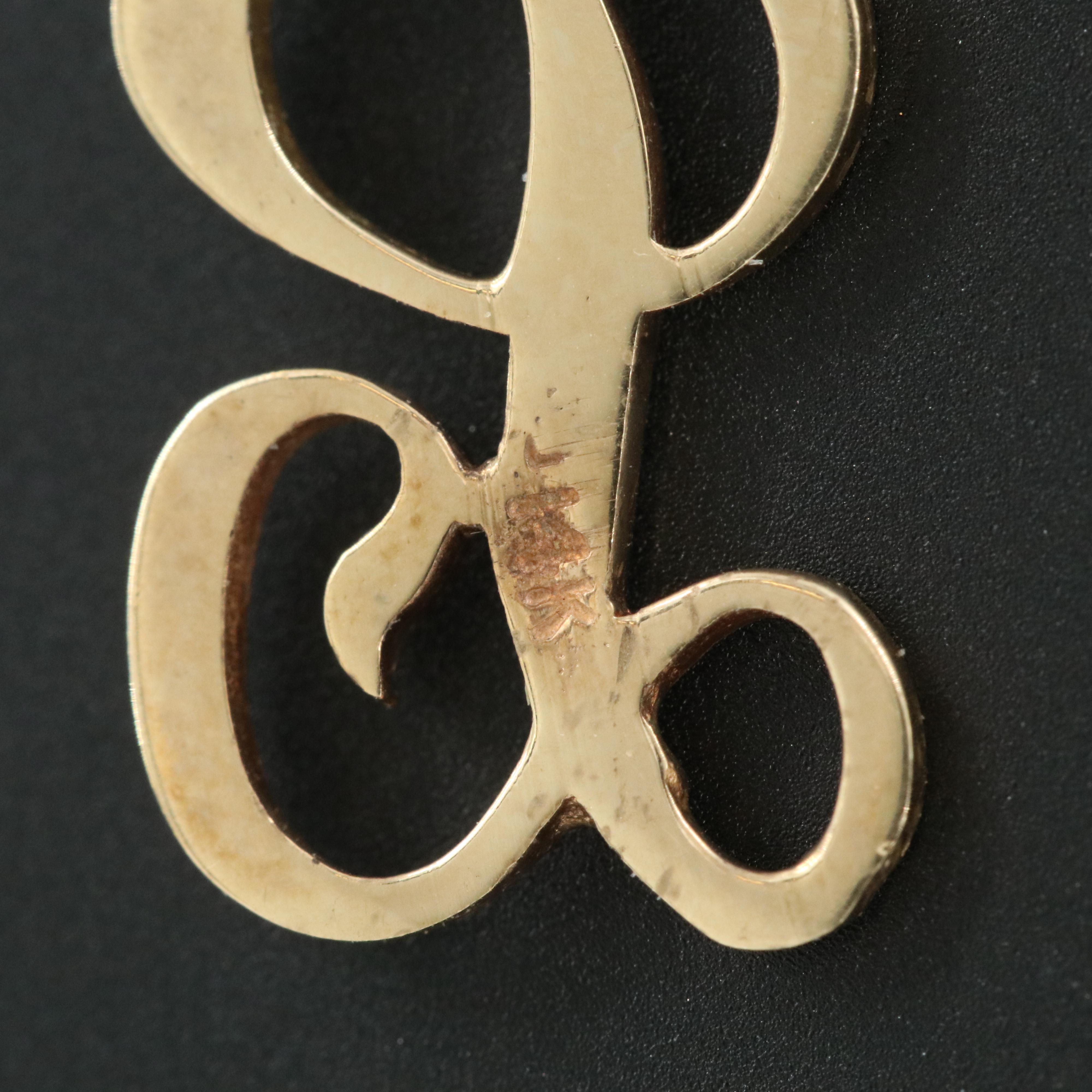14K Cursive "L" Pendant
