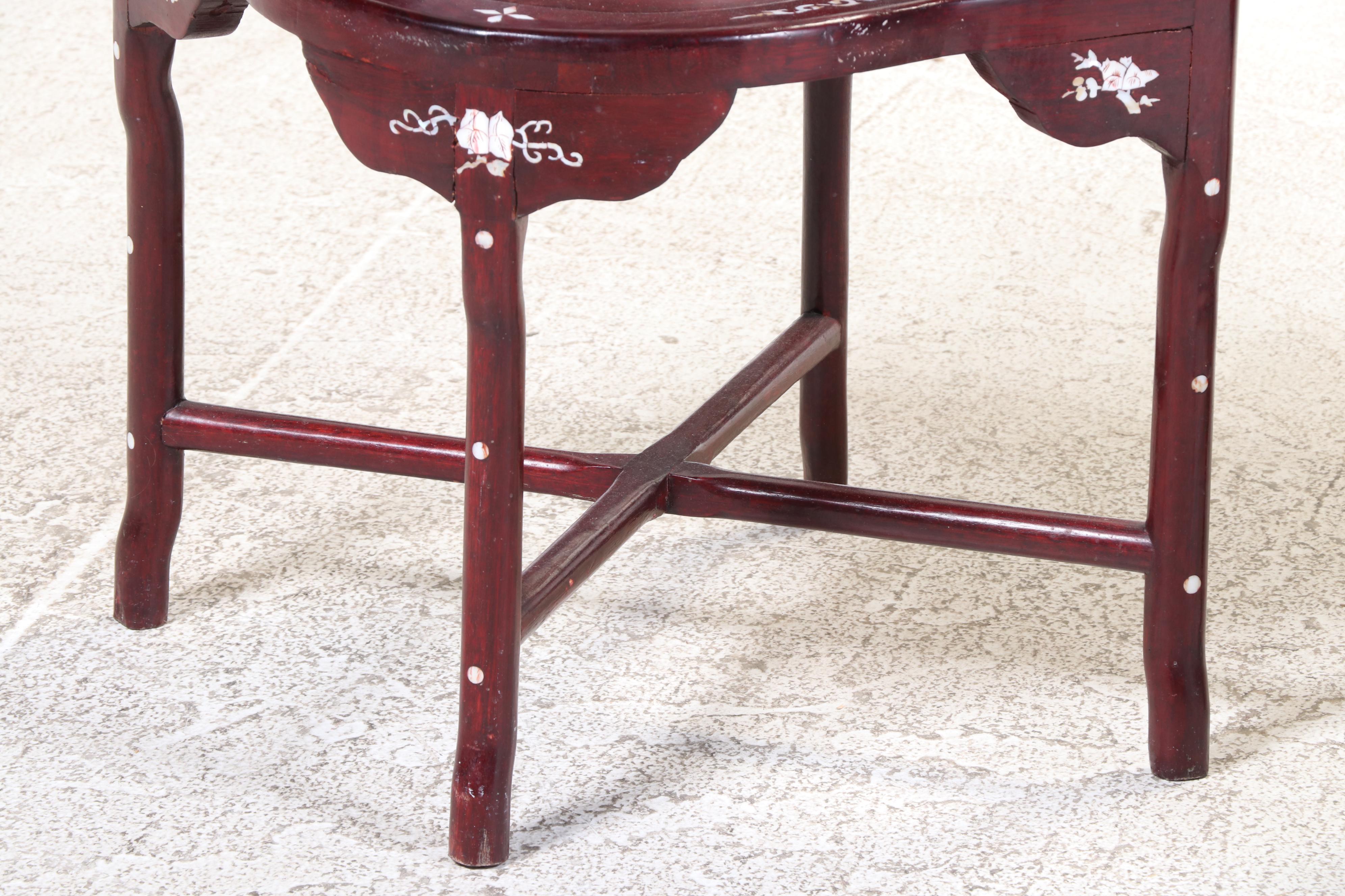 Pair of Chinese Shell-Inlaid Rosewood Armchairs