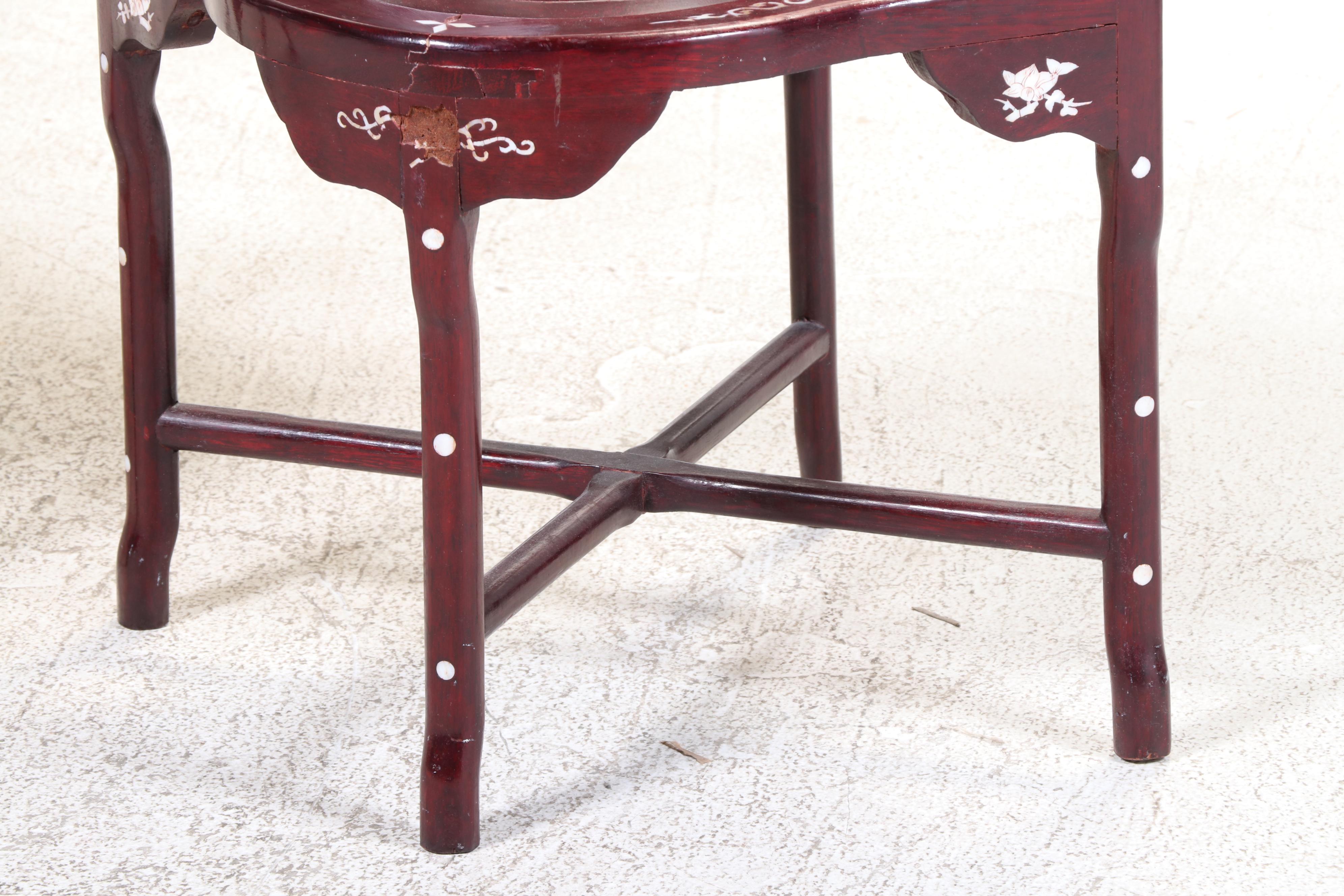 Pair of Chinese Shell-Inlaid Rosewood Armchairs
