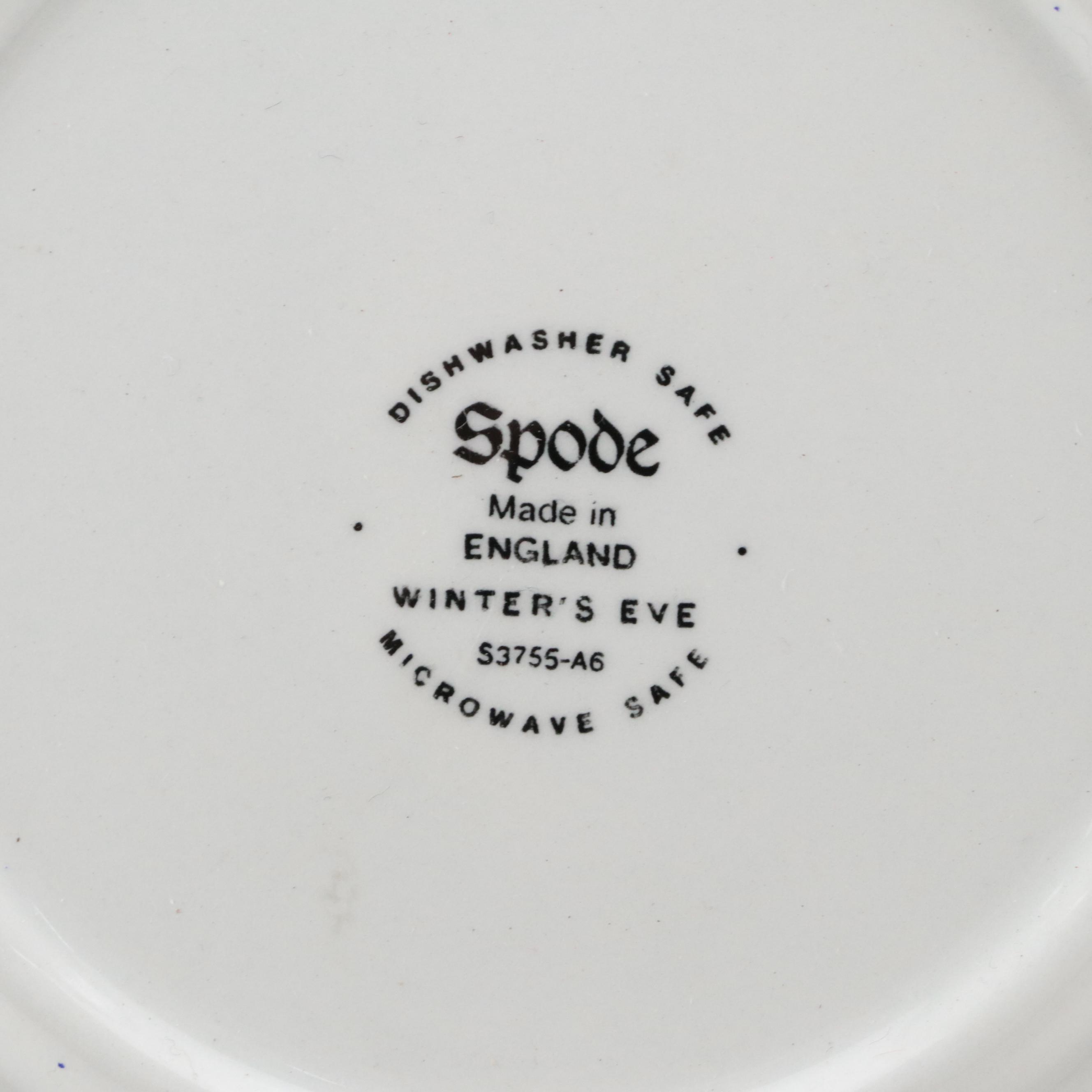 Spode "Winter's Eve" Platter with Other Botanical Pattern Plates