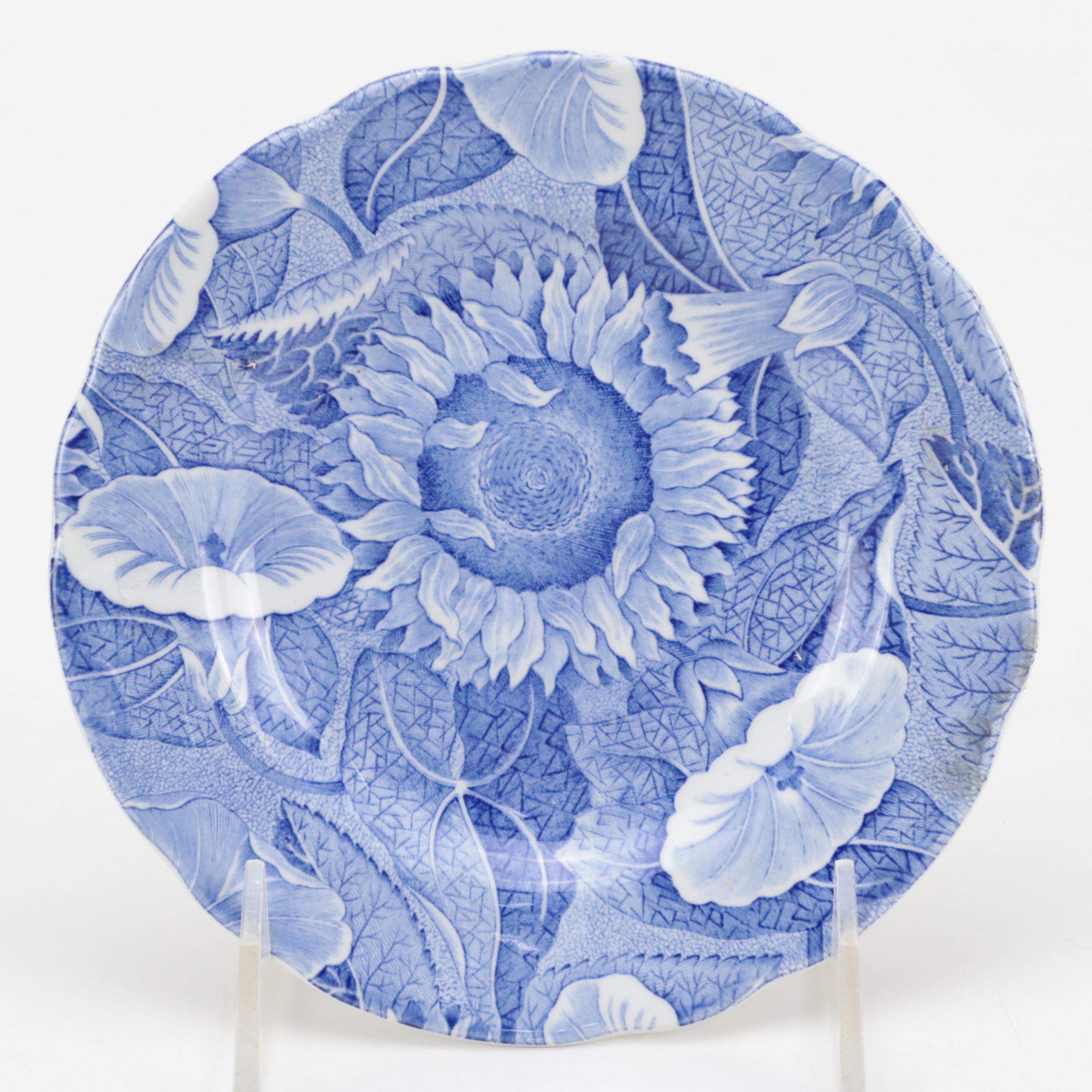 Spode "Winter's Eve" Platter with Other Botanical Pattern Plates
