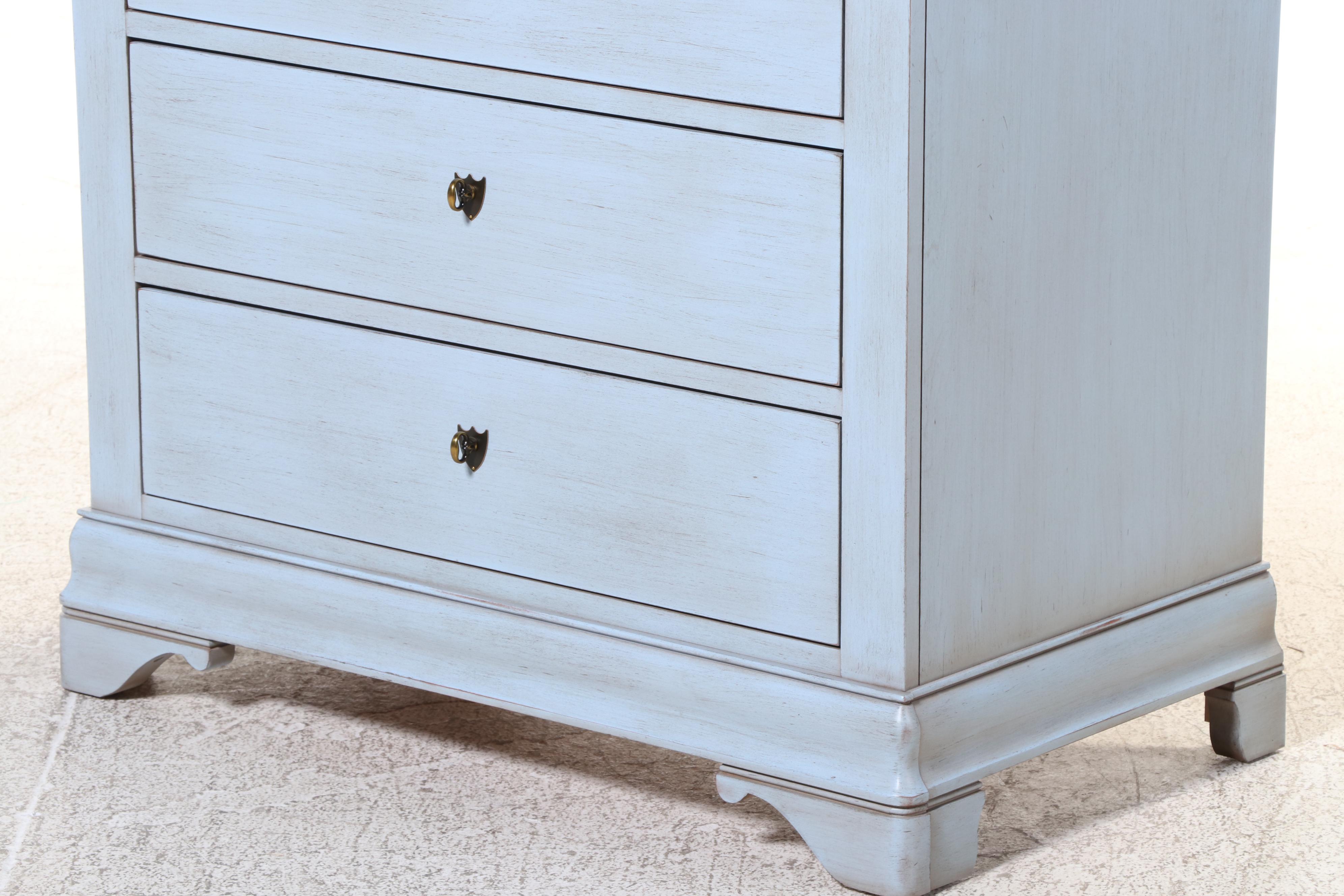 Durham Furniture Louis Philippe Style Blue-Painted Six-Drawer Chest