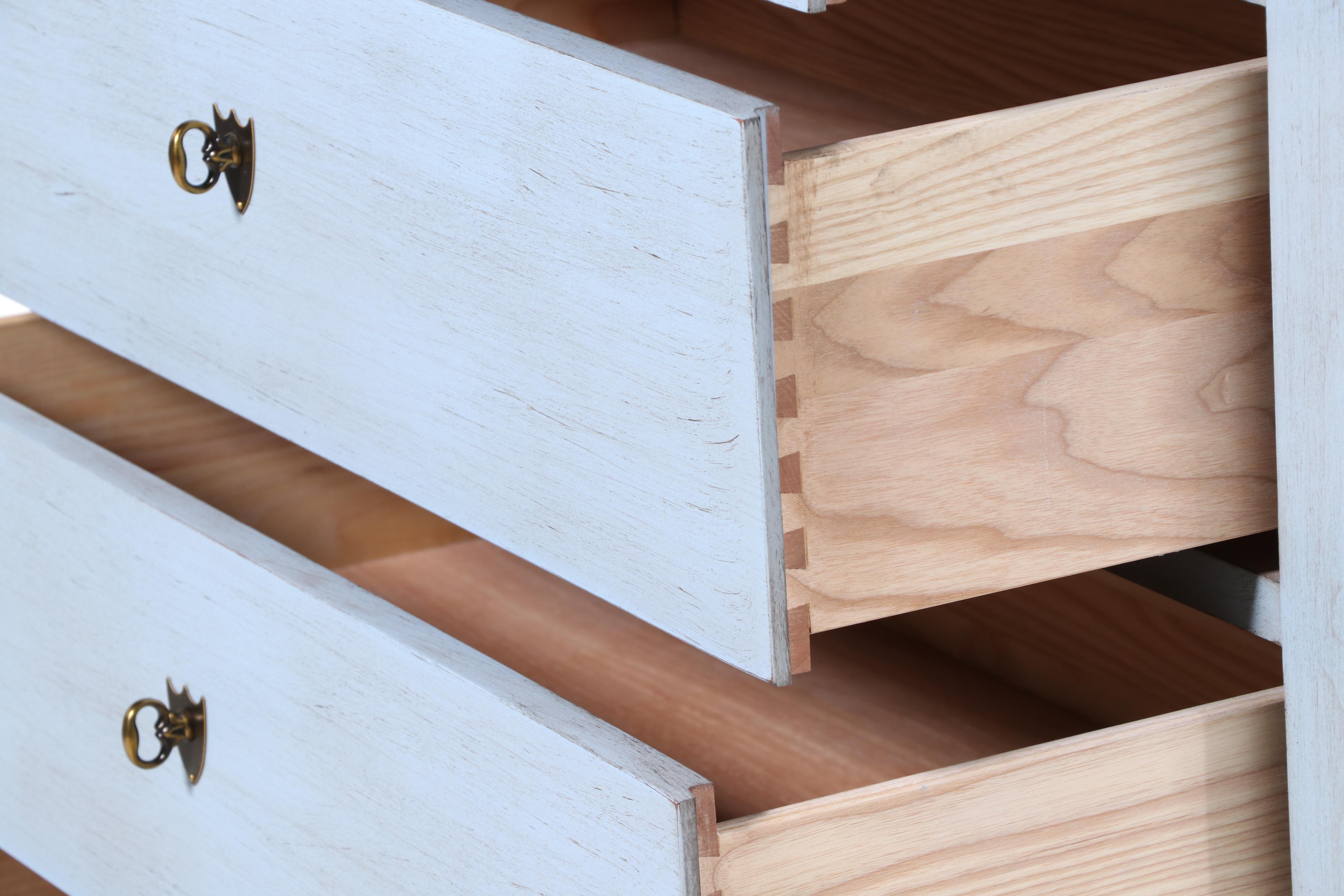 Durham Furniture Louis Philippe Style Blue-Painted Six-Drawer Chest