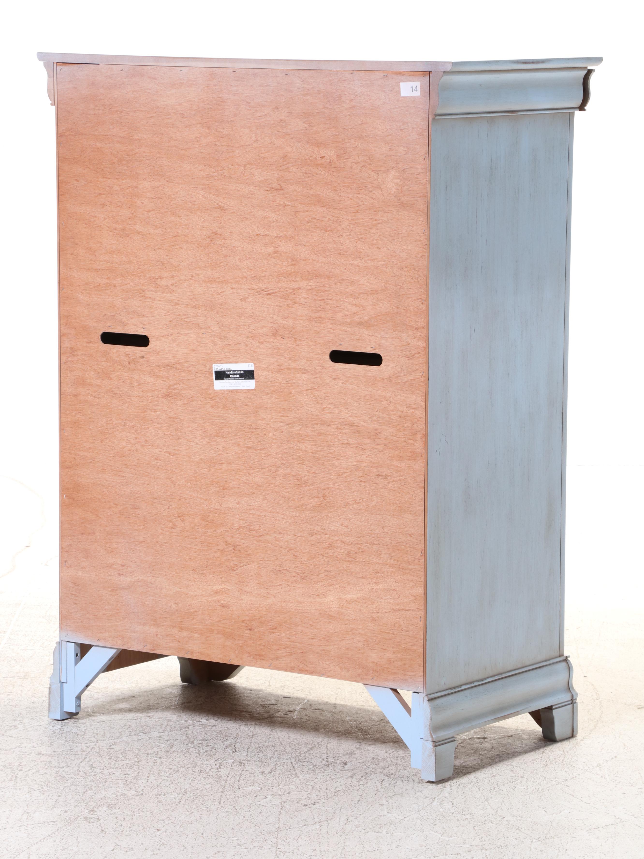 Durham Furniture Louis Philippe Style Blue-Painted Six-Drawer Chest