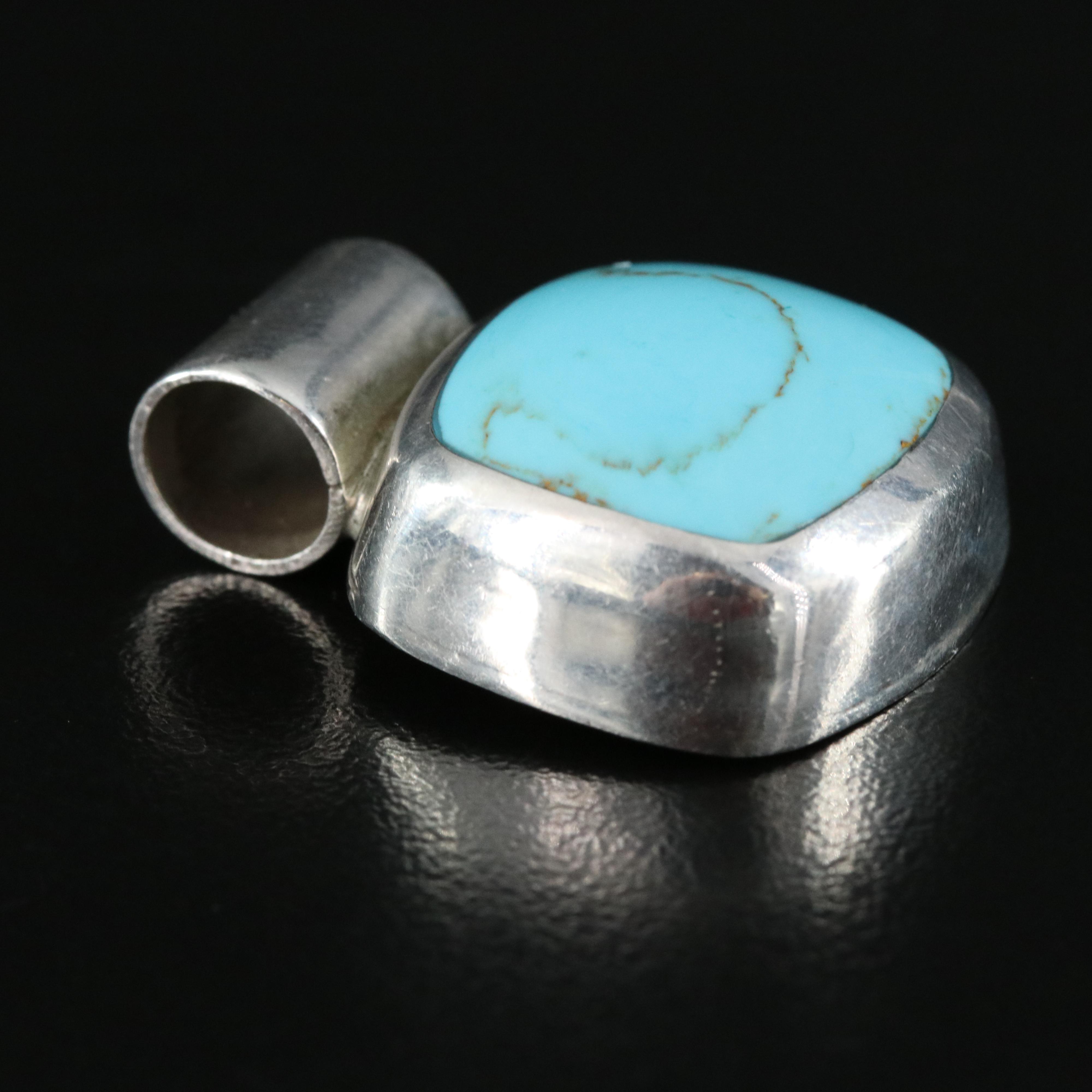 Sterling Composite Turquoise and Imitation Turquoise Ring and Slide Pendant