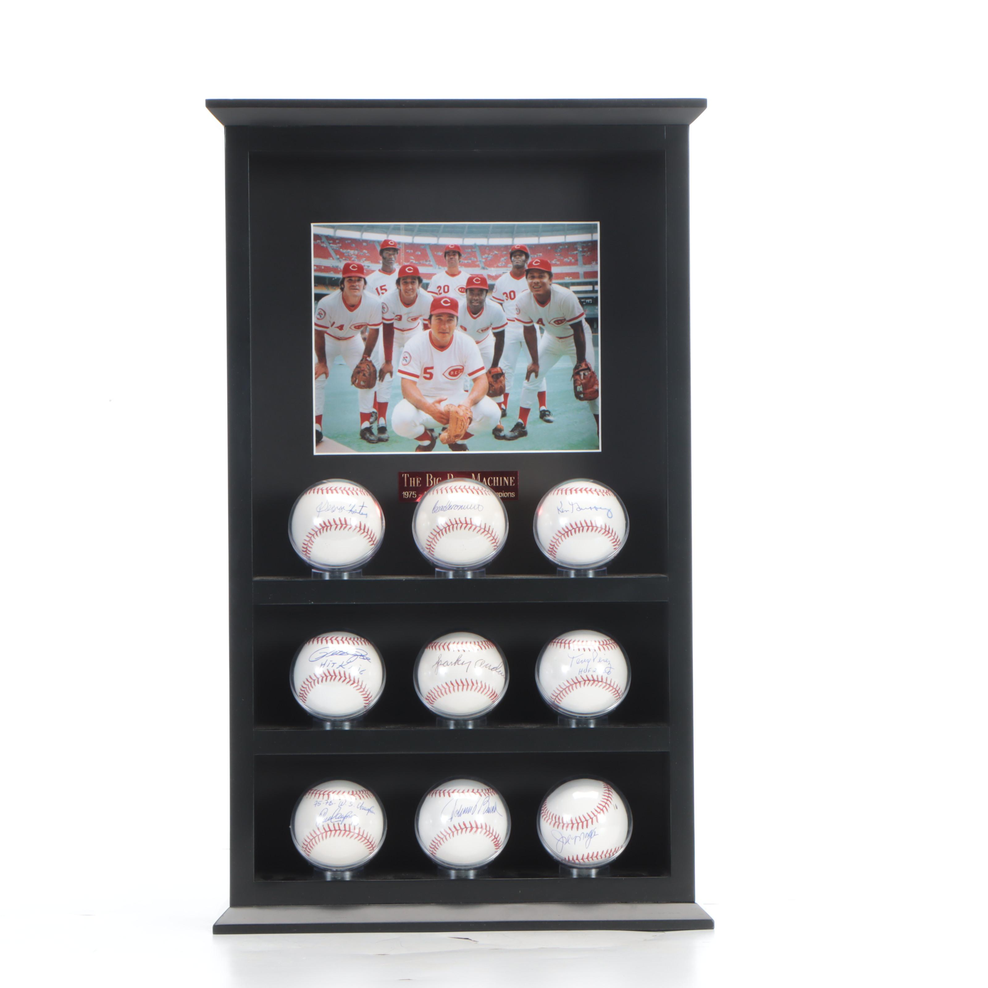 "The Big Red Machine" Signed Baseball Display with Rose, Bench, Morgan, and More